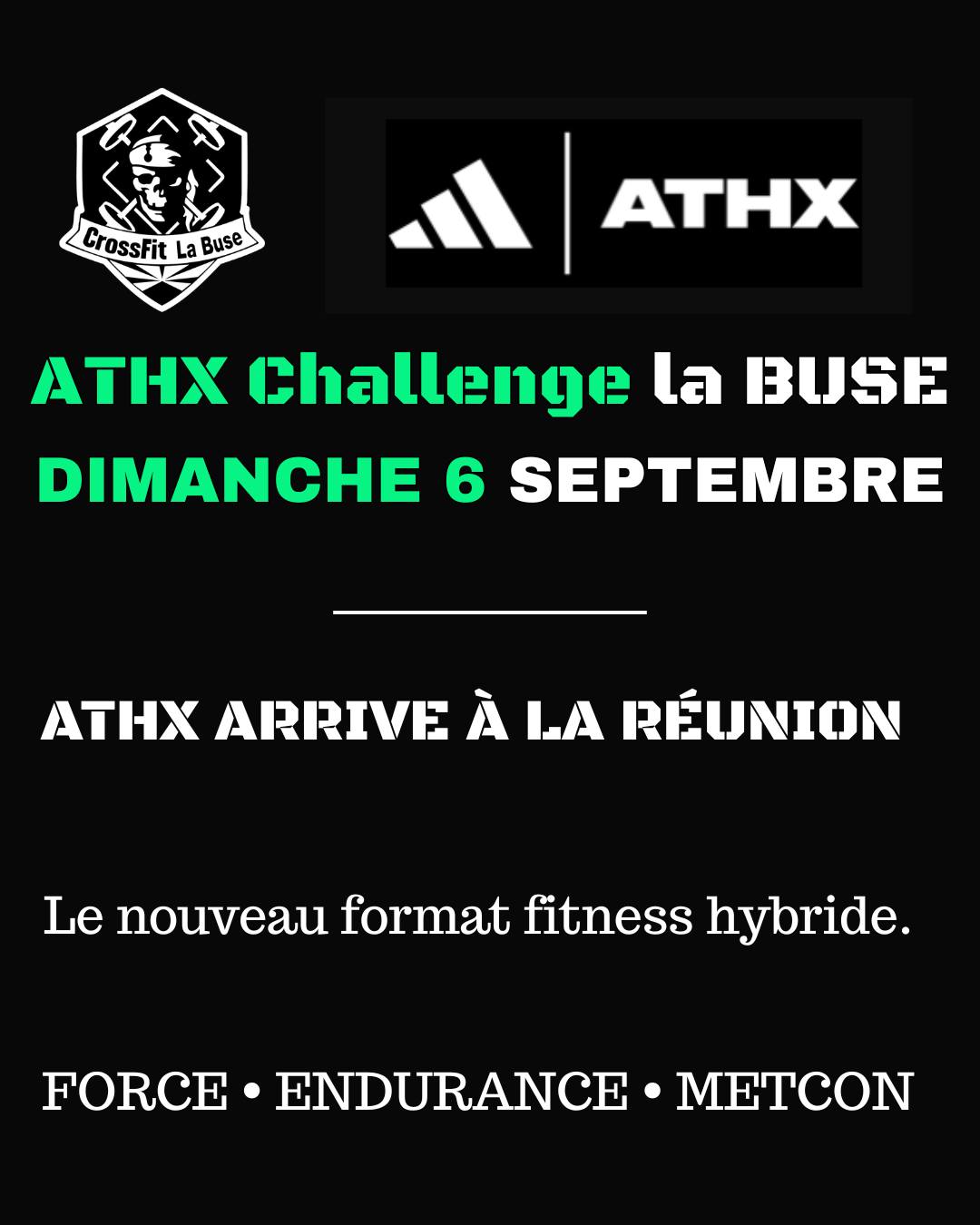 đ„ ATHX dĂ©barque Ă La RĂ©union. đ„
Le 6 septembre, CrossFit La Buse accueille le tout premier ATHX Challenge de lâĂźle. đŽ
Un format hybride pensĂ© pour tester lâathlĂšte complet :
đïž FORCE
đ ENDURANCE
đ„ METCON
2h30 dâeffort.
6 zones.
Aucune faiblesse.
Pour cette premiÚre édition, le format sera uniquement en DUO :
đŹ HH
đ FF
đ« MIXTE
Peu importe ton profil :
CrossFiteur, runner, hybride athlete ou compĂ©titeurâŠ
ATHX est conçu pour repousser tes limites.
â ïž Places limitĂ©es
đïž Inscriptions bientĂŽt ouvertes
đ CrossFit La Buse â La RĂ©union
#ATHX #ATHX974 #CrossFitLaBuse #HybridTraining #FitnessRace #ATHXChallenge #HybridAthlete #CrossFit #Metcon #Endurance #Force #LaReunion #ReunionIsland #FunctionalFitness
