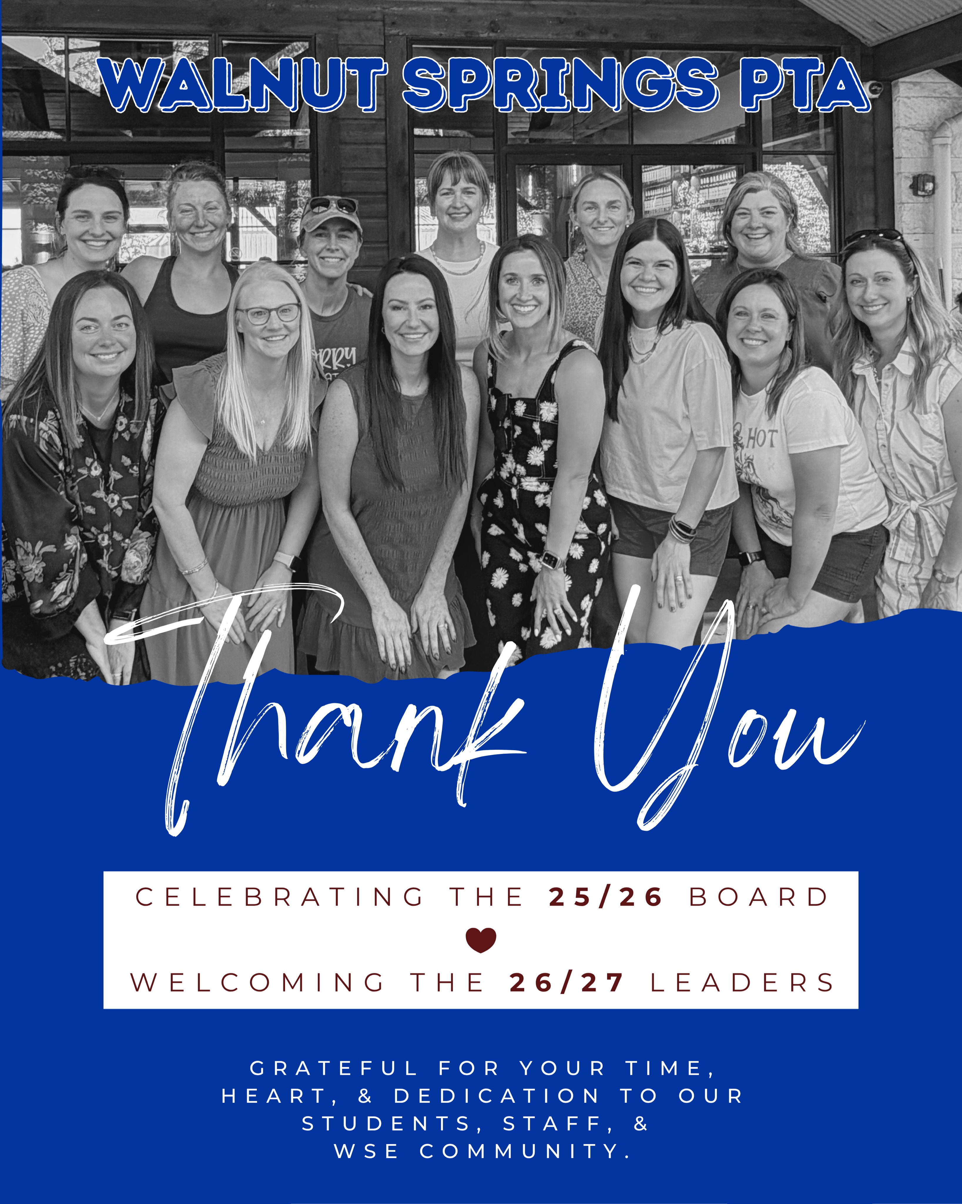 One amazing @wsestiger board passing the baton to the next! ✨
Thank you to our 2025–2026 PTA Board for an incredible year of programs, events, fundraising, and support for our school community.
And a big welcome to our 2026–2027 Board — we’re excited for all that’s ahead! 💙