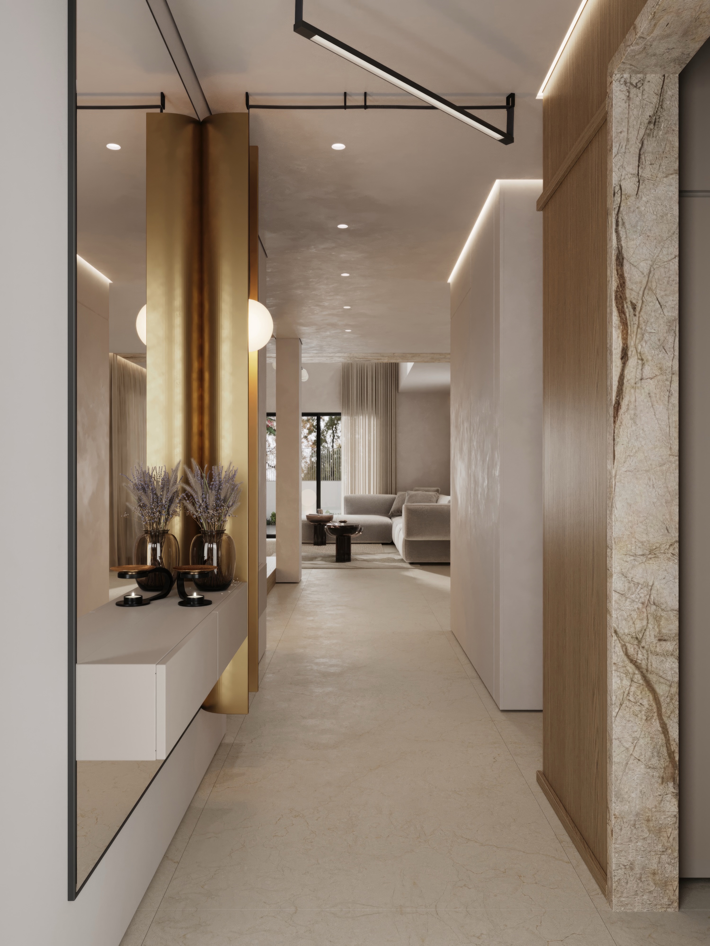 Soft neutrals, natural stone, warm oak and sculptural lighting - a home designed to feel calm, refined and effortlessly inviting.
This interior balances clean architectural lines with rich textures and subtle contrasts, creating a timeless space where every detail feels intentional.
From the double-height living room to the custom kitchen and elegant entryway, the design is centered around warmth, comfort and understated luxury.
______________________
•design-project “Golden Hour”
•#did_goldenhour
•design: @design.in.details
•location: Alexandroupoli, Greece
______________________
📩DM to begin your design journey with us
#luxuryinteriordesign #houseinteriordesign #interiordesignstudio #livingroomdesign