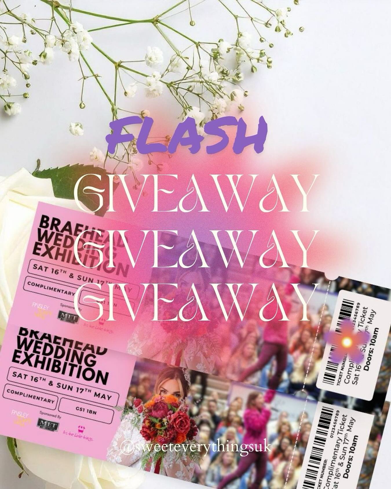 ✨😍 IT’S GIVEAWAY TIME 😍✨
For any wedding couples thinking “should I? Shouldn’t I?” plan a last minute trip to the gorgeous @braeheadweddingexhibition this weekend, here’s your chance to win FREE tickets chance all at the click of a few buttons. All you have to do to enter is…
❤️🔥 Like this post
❤️🔥 Follow us @sweeteverythingsuk
❤️🔥 Share the page in stories & tag us
❤️🔥Tag 3 friends accounts below
Winner randomly selected and will be announced at 9am on Friday, 15 May. We will be there with the most luscious cake samples, lots of banter and some extra goodies for your bridal bags!