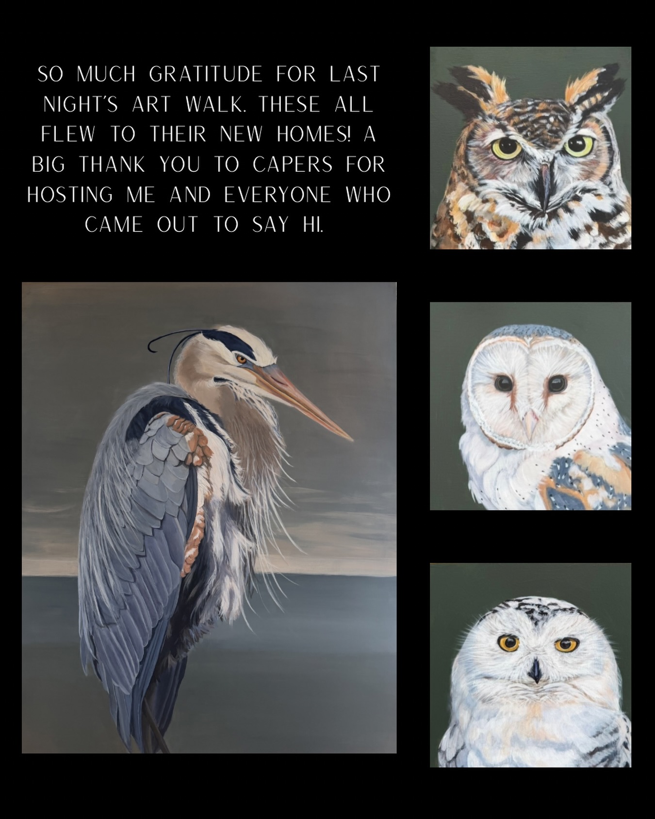 I just wanted to send a note of gratitude for last nightās West Seattle Art Walk. So many came out to enjoy the evening and support local art! I had a great time talking with and seeing everyone. Iām currently at Capers Home where you can view/purchase select work + new work I continue to drop off. Again, a big thank you! Iām feeling very inspired but also attempting a little rest today š«