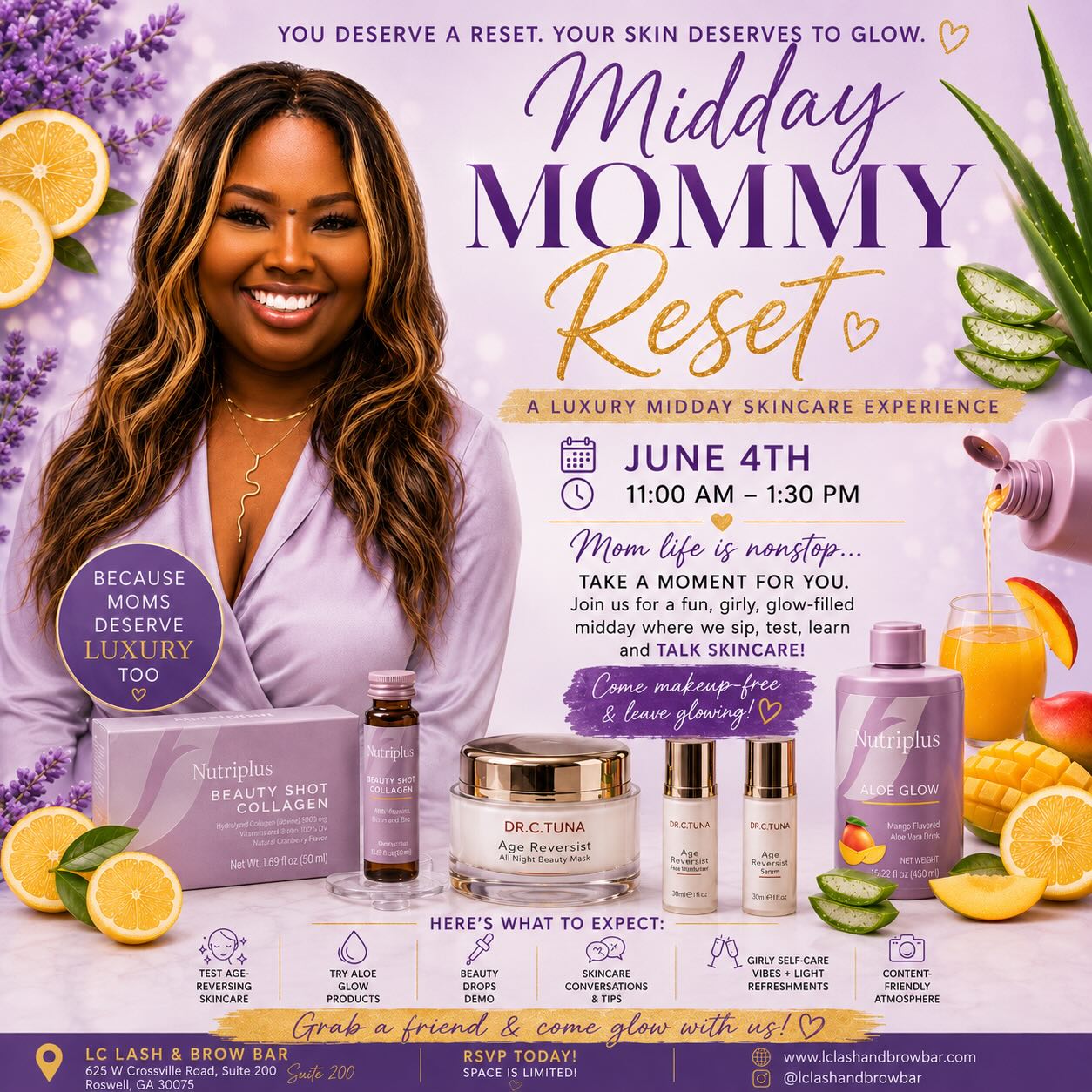 Moms, this one is for YOU đâ¨
Between work, kids, schedules, and taking care of everyone else⌠whenâs the last time you poured into yourself?
Join us for a beautiful midday reset filled with skincare, self-care, glow conversations, refreshing sips, and luxury mommy vibes đ
â¨No pressure. No makeup required. Just a safe space to relax, connect, learn about skincare, and leave feeling refreshed + glowing â¨
Whether youâre a stay-at-home mom, work-from-home mom, entrepreneur, or simply need a moment to breathe â weâd love to have you.
@farmasiusa
Join our FB Skincare Group Community đ
https://www.facebook.com/share/g/1LRct91Jnd/?mibextid=wwXIfr
đ LC Lash & Brow Bar â Roswellâ¨đ June 4thâ¨â° 11:00 AM â 1:30 PM
Grab your favorite mom friend & come glow with us đŤâ¨Space is limited â send us a DM if youâre interested in attending! đ