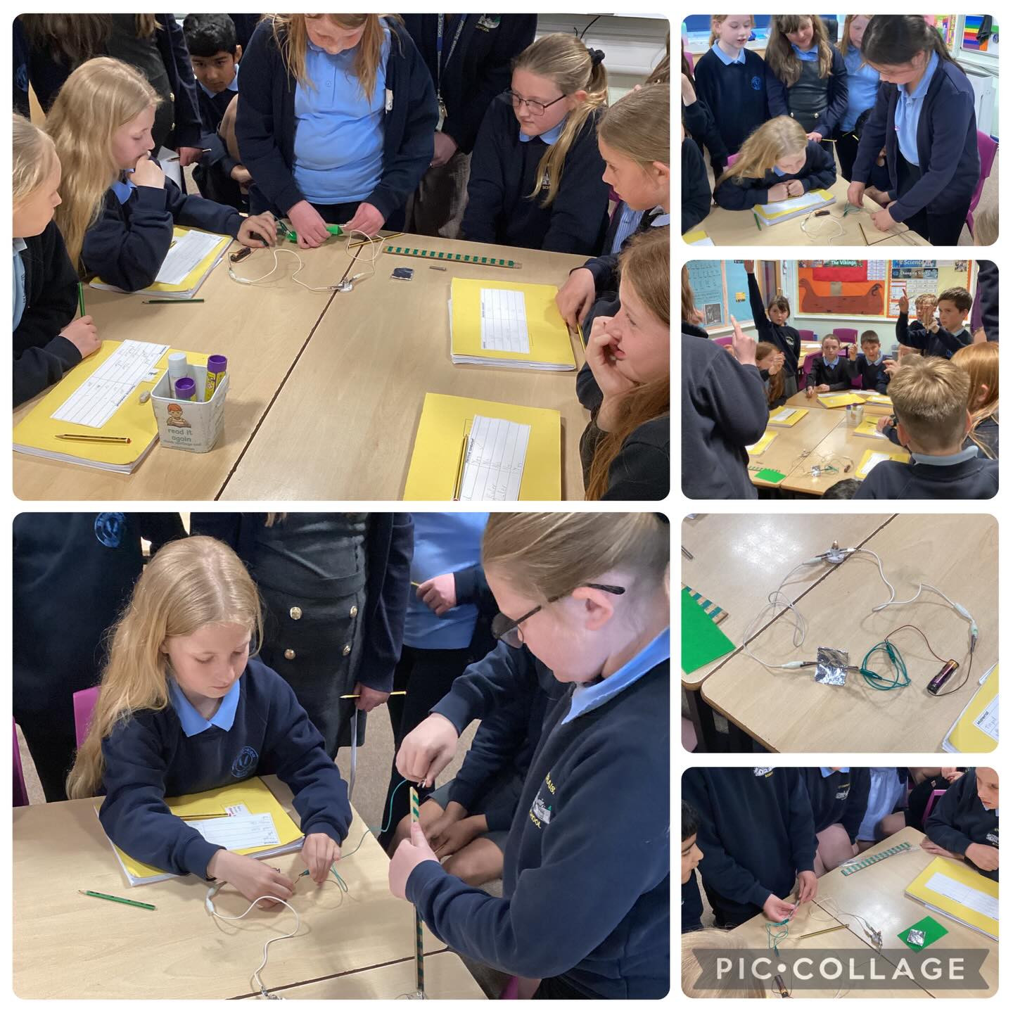 Class Hazel had an electrifying science lesson this afternoon! β‘οΈ They have been testing which materials can conduct electricity by creating a circuit and connecting different materials to it. They enjoyed monitoring if the light bulb turned on π‘
