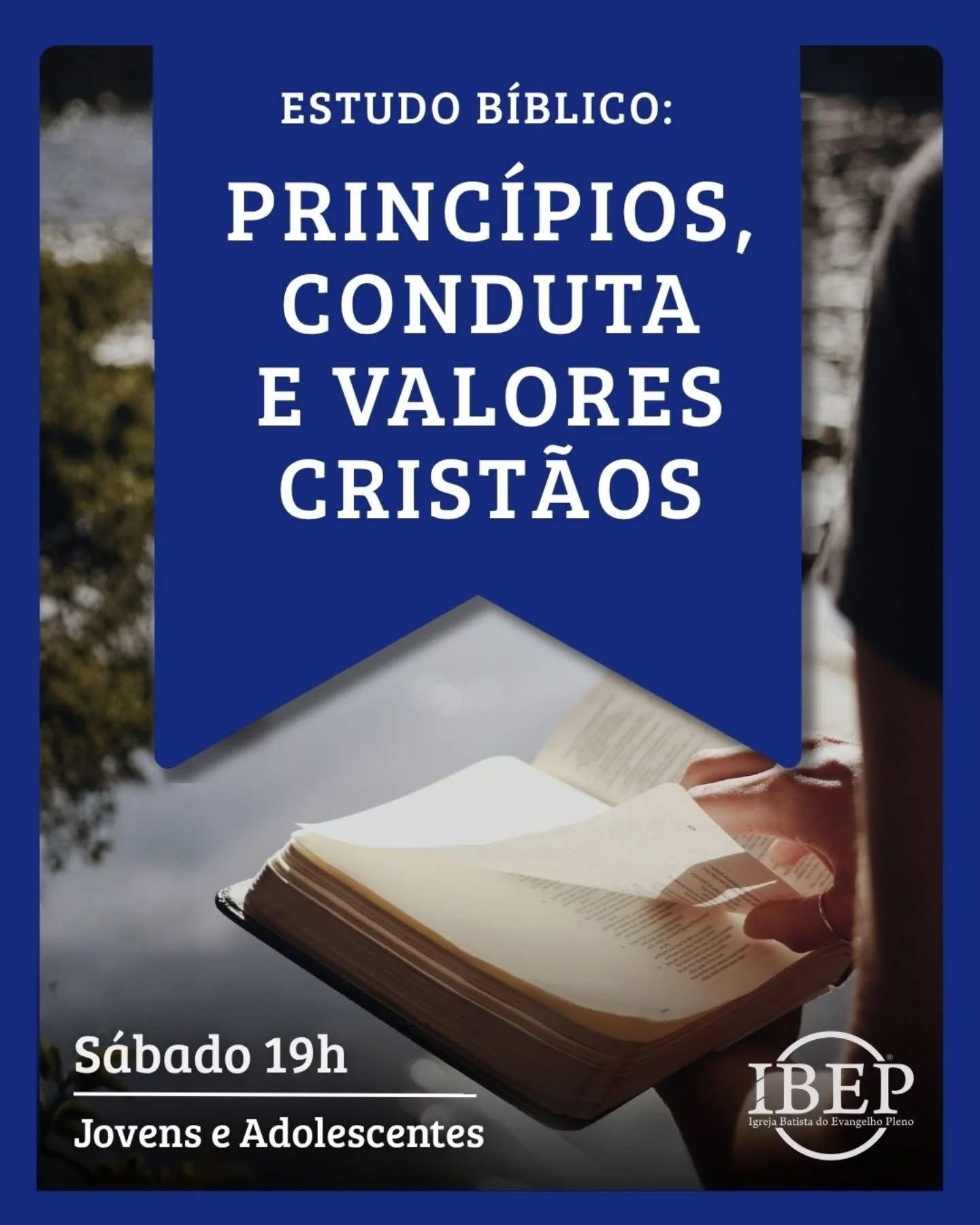ESTUDO BÍBLICO: PRINCÍPIOS, CONDUTA E VALORES CRISTÃOS
A partir de 16/05, aos sábados, às 19h iniciaremos um Estudo Bíblico direcionado aos nossos jovens e adolescentes.
Você é nosso convidado!
Com carinho
@ibep.uberlandia
✅️ Av. José Fonseca e Silva, 807
Jd. Patrícia - Uberlândia-MG
#jovenscristãos #mocidadeibep #jovenseadolescentes ibep