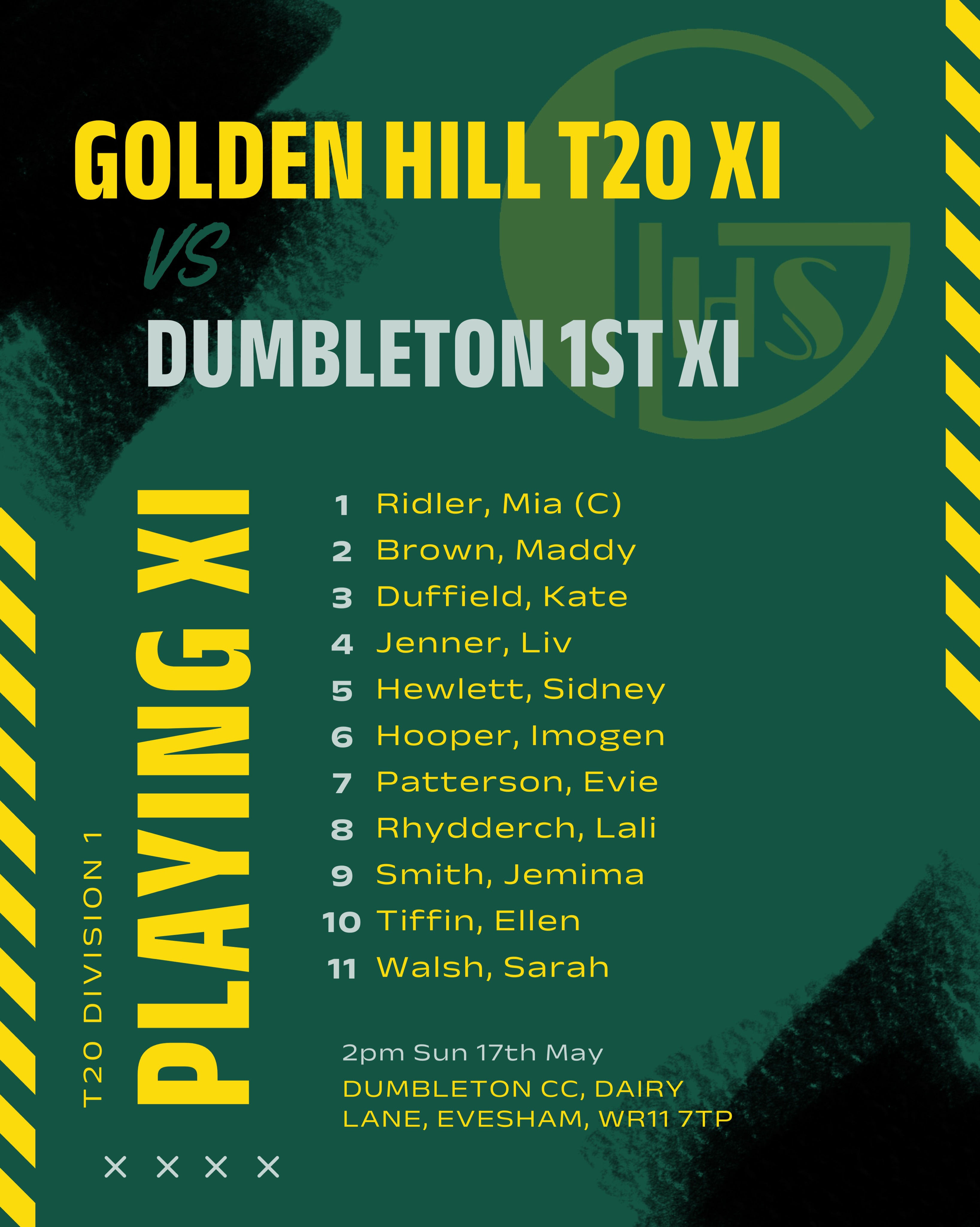 Go well to our women’s T20 XI away at Dumbleton today!