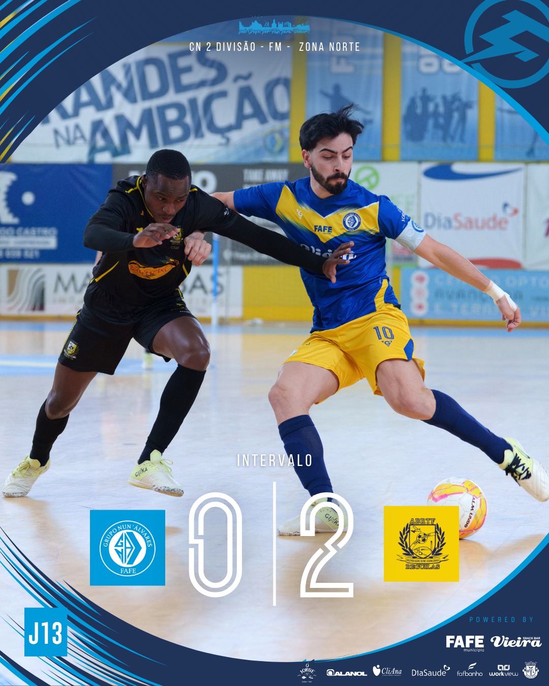 Intervalo ⏸️ #GNART
Nun’ Álvares 0-2 Reguilas Tires
#peloGRUPOporFAFEparaVENCER