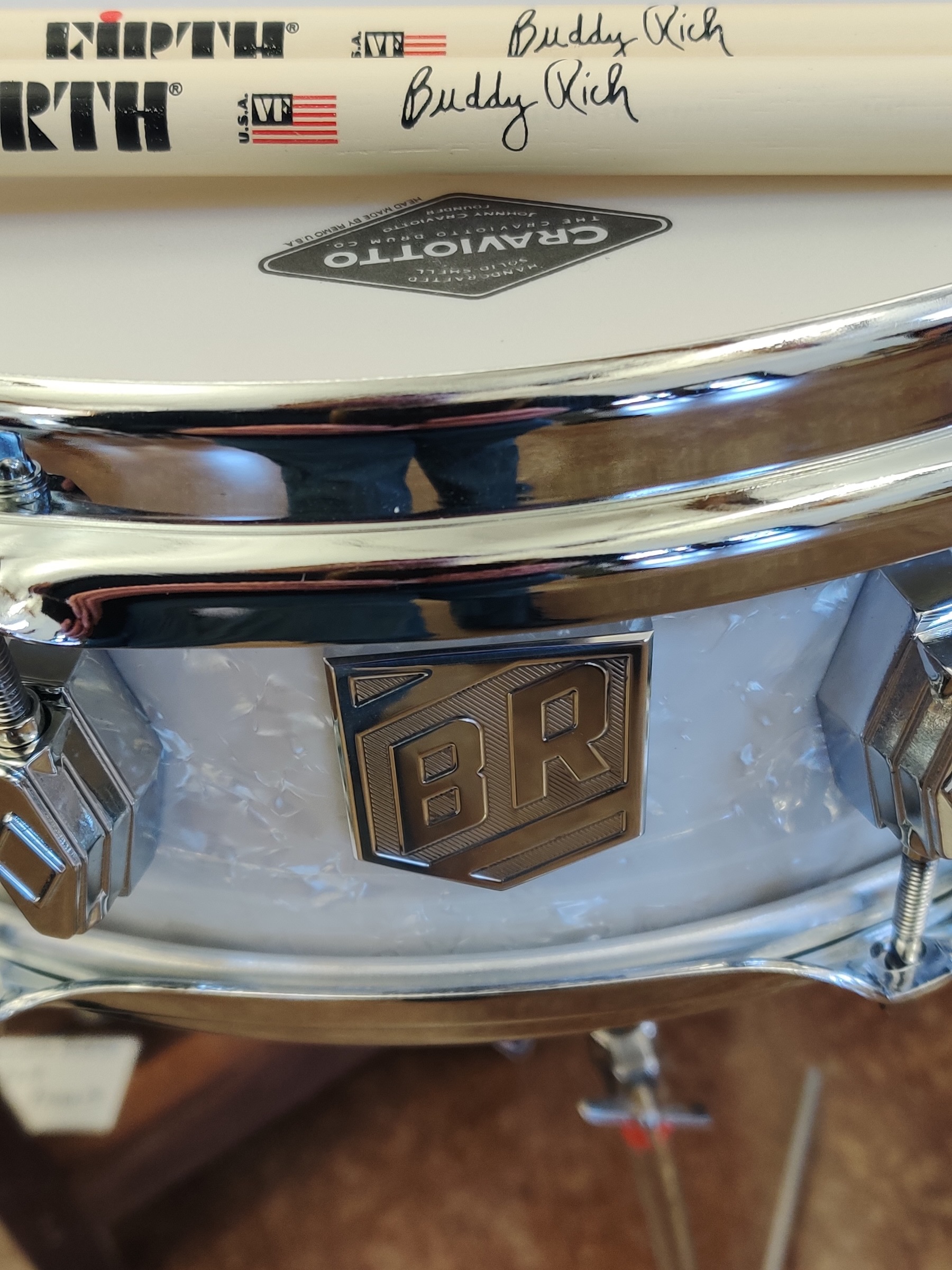 Private Reserve - Buddy Rich 4.5x14 maple shell with 45 degree bearing edges, double mini diamond cast lugs, a@d stick saver hoops. Stop by and see it today at the @chicagodrumshow booth 81.