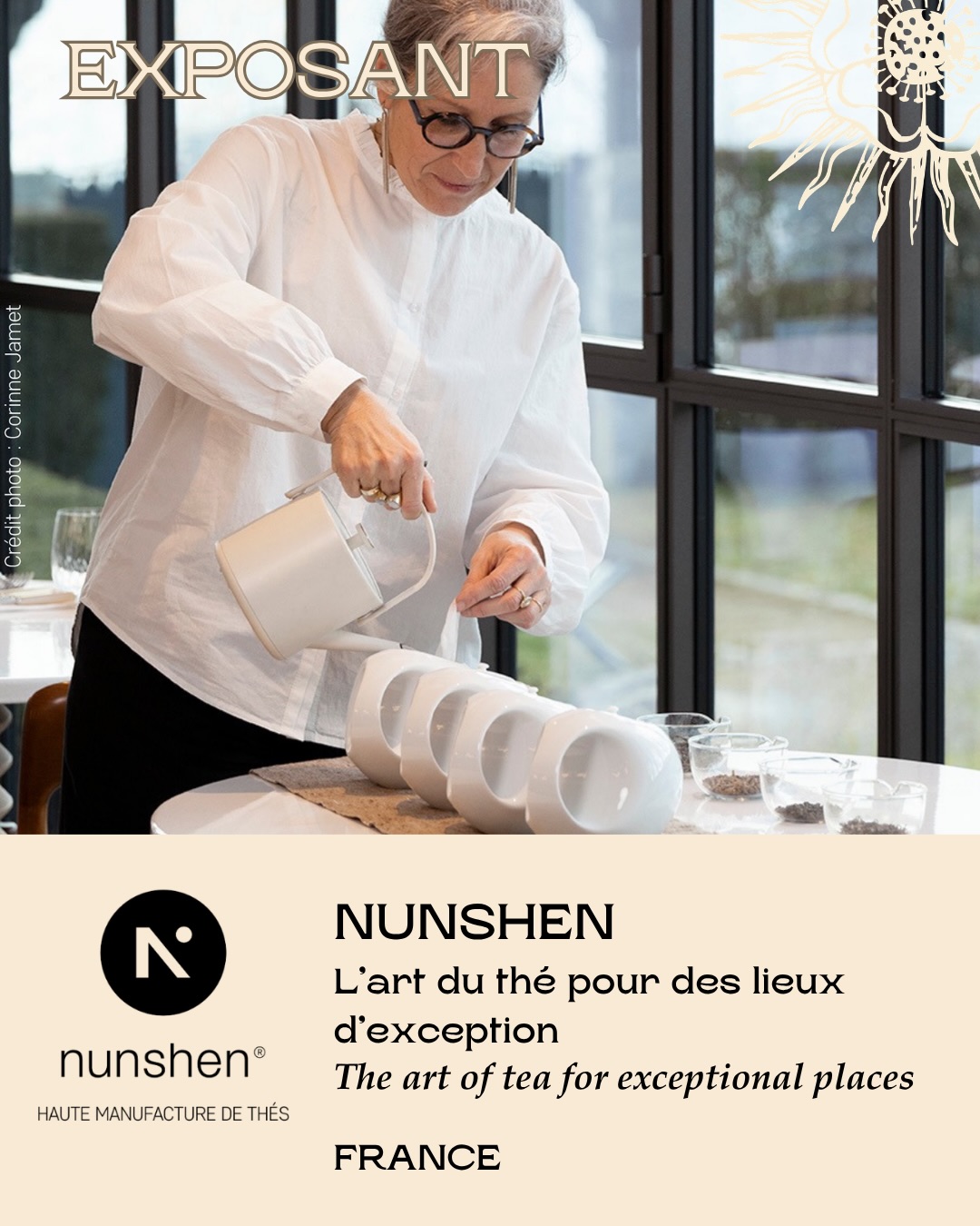 đ«đ·âš NOUVEL EXPOSANT â NUNSHEN âšâšđFrance
Lâart du thĂ© pour des lieux dâexception.âšHaute manufacture de thĂ©s, Nunshen compose depuis plus de dix ans un univers oĂč le thĂ© devient une vĂ©ritable expĂ©rience de dĂ©gustation, entre grands crus, crĂ©ations signatures et rituels pensĂ©s pour les maisons de prestige.
đ PortĂ©e par lâexpertise de Carine Baudry, directrice sourcing et crĂ©ation, nez et expert-dĂ©gustateur, la maison sĂ©lectionne ses thĂ©s au fil des voyages, des rencontres avec les producteurs et dâune recherche constante dâĂ©quilibre aromatique.
đ± PrĂ©sente auprĂšs de grandes maisons gastronomiques, dâhĂŽtels de prestige et de lieux dâexception, Nunshen imagine des thĂ©s sur mesure, des accords, et des expĂ©riences sensibles oĂč chaque tasse dialogue avec un lieu, une cuisine et une atmosphĂšre.
à découvrir les 13 et 14 juin au Paris Tea Festival.
đŹđ§âš NEW EXHIBITOR â NUNSHEN âšâšđFrance
The art of tea for exceptional places.âšA haute manufacture of teas, Nunshen has been crafting a refined tea universe for over ten years, where tea becomes a true tasting experience through fine origins, signature creations, and rituals designed for prestigious houses.
đ Guided by the expertise of Carine Baudry, sourcing and creation director, nose and tea expert-taster, the house selects its teas through journeys, encounters with producers, and a constant search for aromatic balance.
đ± Present in fine gastronomic houses, prestigious hotels, and exceptional venues, Nunshen creates bespoke teas, pairings, and sensory experiences where each cup enters into dialogue with a place, a cuisine, and an atmosphere.
To discover on June 13 and 14 at the Paris Tea Festival.
đ Paris Tea Festival âšâšđïž 13 juin 2026 11h-19hâšđParvis de la Mairie du 15e : Le Grand Jardin avec 6 pavillons thĂ©matiques, EntrĂ©e libre
đ 14 juin 2026 10h-19hâšđMaison Internationale : La Grande Rencontre avec 65 exposants, 25 confĂ©rences, tables rondes et les plus grands noms du thĂ© Ă Paris đ Billetterie disponible
#ptfouiouiouiđ„ #ParisTeaFestival #nunshen