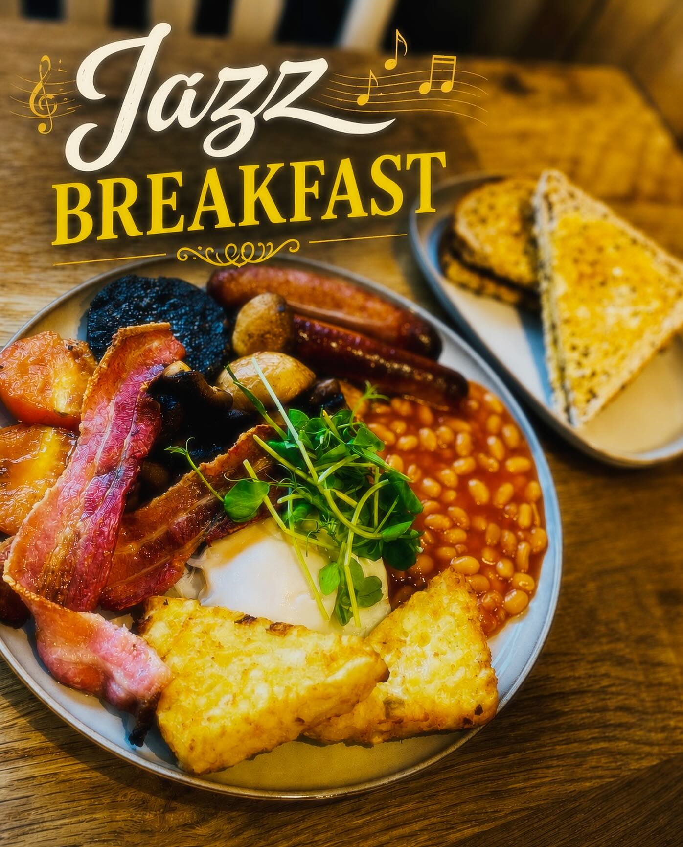 š· Jazz Breakfast āļø
@ The Village Tearoom āš„
Monday 25th May
Two live musicians playing from 9am, throughout the morning!
Smooth vibes, sizzling bacon, and a full English done right. āØš³ #BreakfastGoals #JazzMorning #VillageTearoom