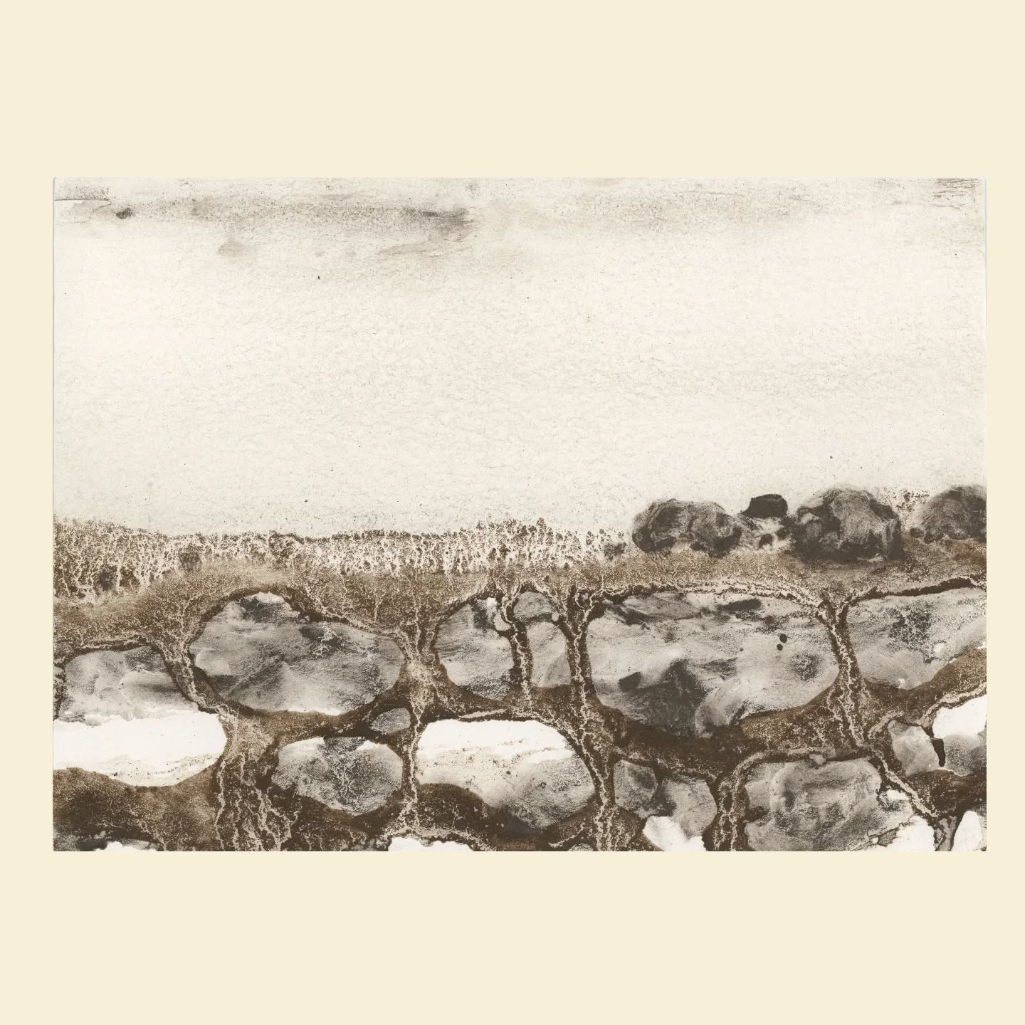 Stones together
Ink from ashes, plane tree bark and composted willow leaves