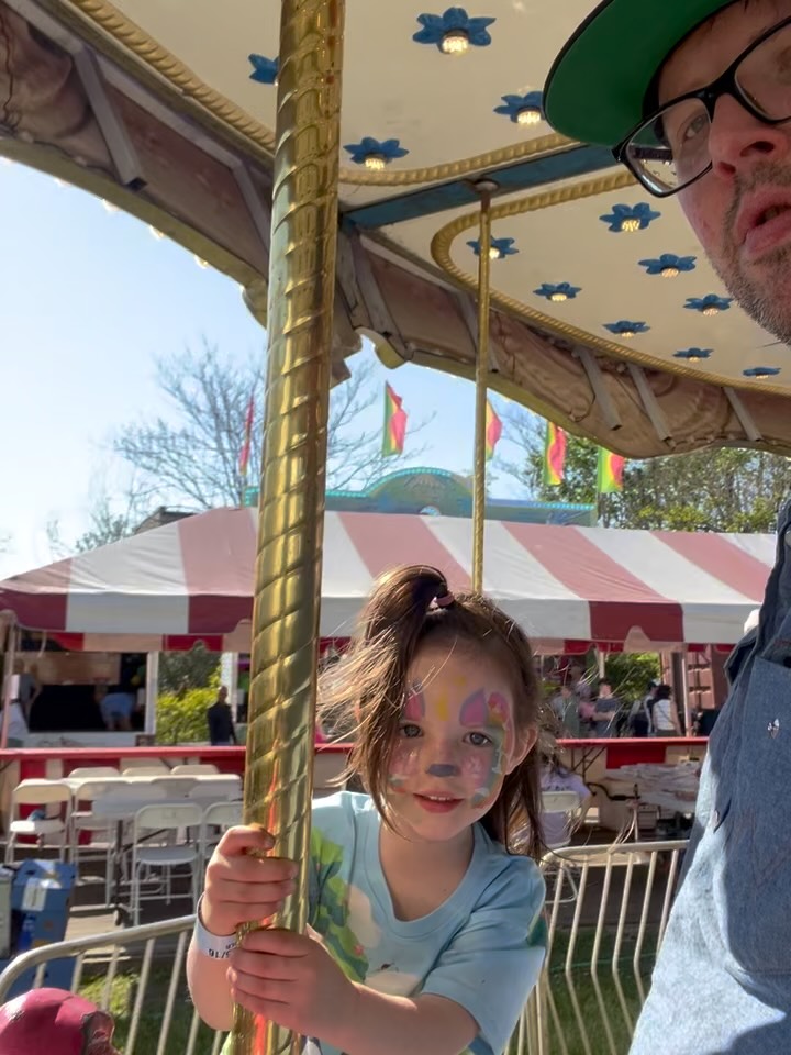 Margo entered the Kiwanis Carnival as a #TimidToddler and exited as a confident unicorn!
Very happy we chose the unlimited ride bracelet… tons of fun, tasty food, only one mom momentarily trapped at the top of the fun house slide, just one cell phone briefly lost in the same fun house, and we managed to get zero sunburn!
Maybe next year #RonniWren can ride something too!
#MargoLake
#CarnivalQueen
#BringOnSummer!!