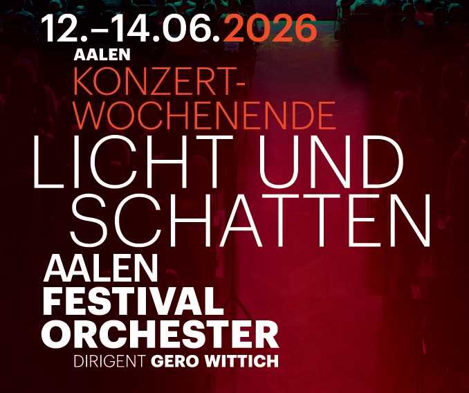 39 Musiker & Musikerinnen I 1 Dirigent
3 Veranstaltungen I 3 Orte
3 Kooperationspartner I 6 Partner
👉 FR 12. Juni bis SO 14. Juni 2026
Ein Wochenende. Ein Thema. Drei besondere Erlebnisse ☀️
Das AALEN Festivalorchester e.V. lädt unter dem Motto LICHT UND SCHATTEN zu einem besonderen Konzertwochenende ein – mit Musik, Begegnungen und neuen Perspektiven.
Nicht nur zuhören, sondern erleben, entdecken und ins Gespräch kommen. ✨
Mehr Infos unter www.aafo.de
👉 Tickets gibt´s bei Reservix und allen bekannten VVK-Stellen (Link in Bio)
#AALENFestivalorchester #LichtUndSchatten #Konzertwochenende #LiveMusik #Aalen Klassik Festival MusikErleben