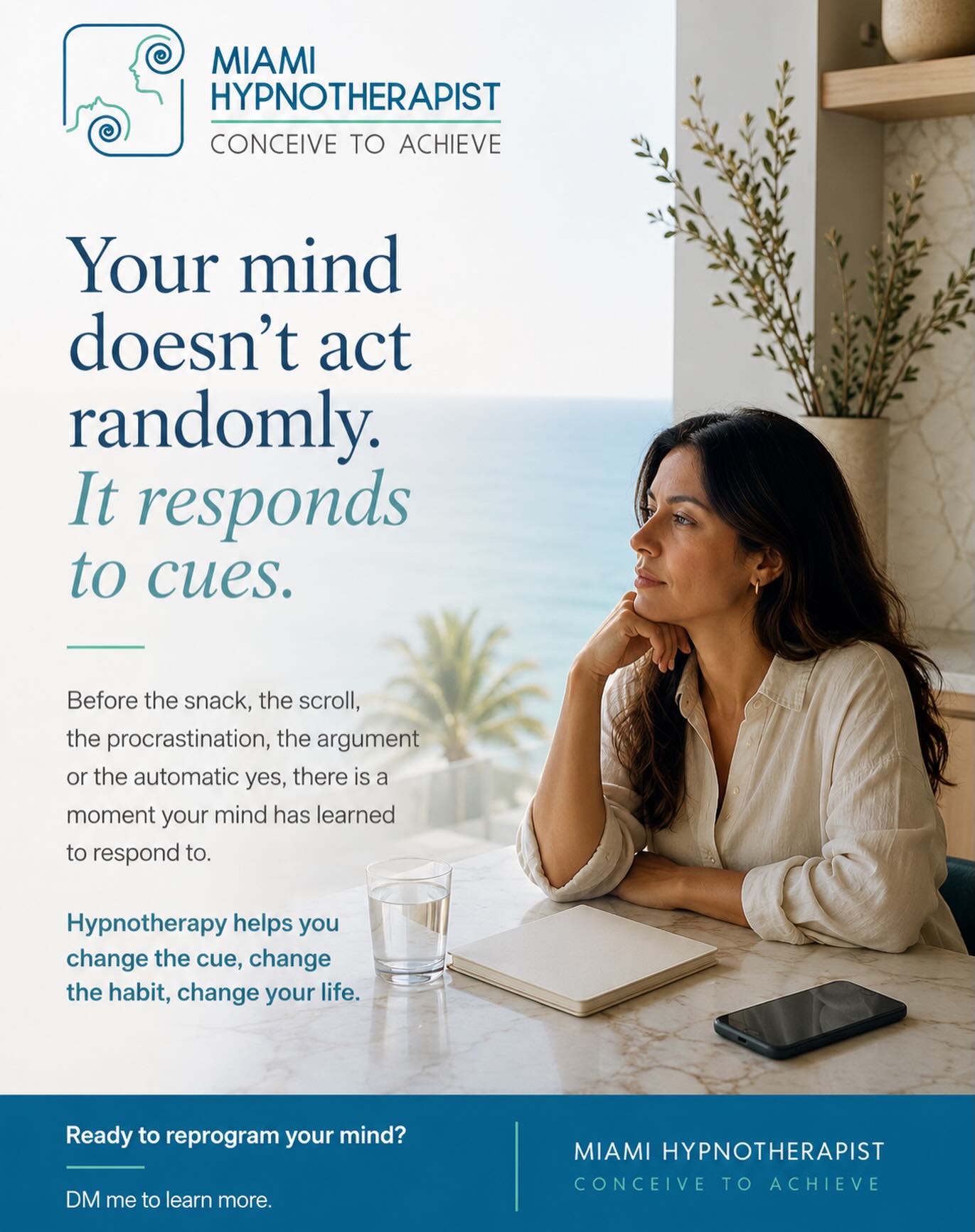 Most habits do not start with the behavior.
They start with a cue.
Before the snack, the scroll, the procrastination, the cigarette, the drink, the argument, or the automatic yes, there is usually a moment your mind has learned to respond to.
Try this today:
1. Pause before the habit if you can.
2. Ask: “What happened right before the urge?”
3. Name the cue without attacking yourself.
4. Choose one smaller replacement action.
This is honesty in a practical form.
Not “What is wrong with me?”
A better question is:
“What pattern is my mind trying to repeat?”
Hypnotherapy may help some people work with subconscious habit loops, rehearse new responses, and make healthier choices feel more natural over time.
Change gets easier when you stop fighting only the behavior and start understanding the cue.
DM “HABIT” if you are ready to understand and change a pattern.
#MiamiHypnotherapist #HypnotherapyMiami #HabitChange #SubconsciousMind #SelfSabotage HealthyHabits MindBodyConnection EmotionalRegulation MiamiWellness HypnosisEducation BehaviorChange SelfAwareness OneDayAtATime HonestyWithSelf