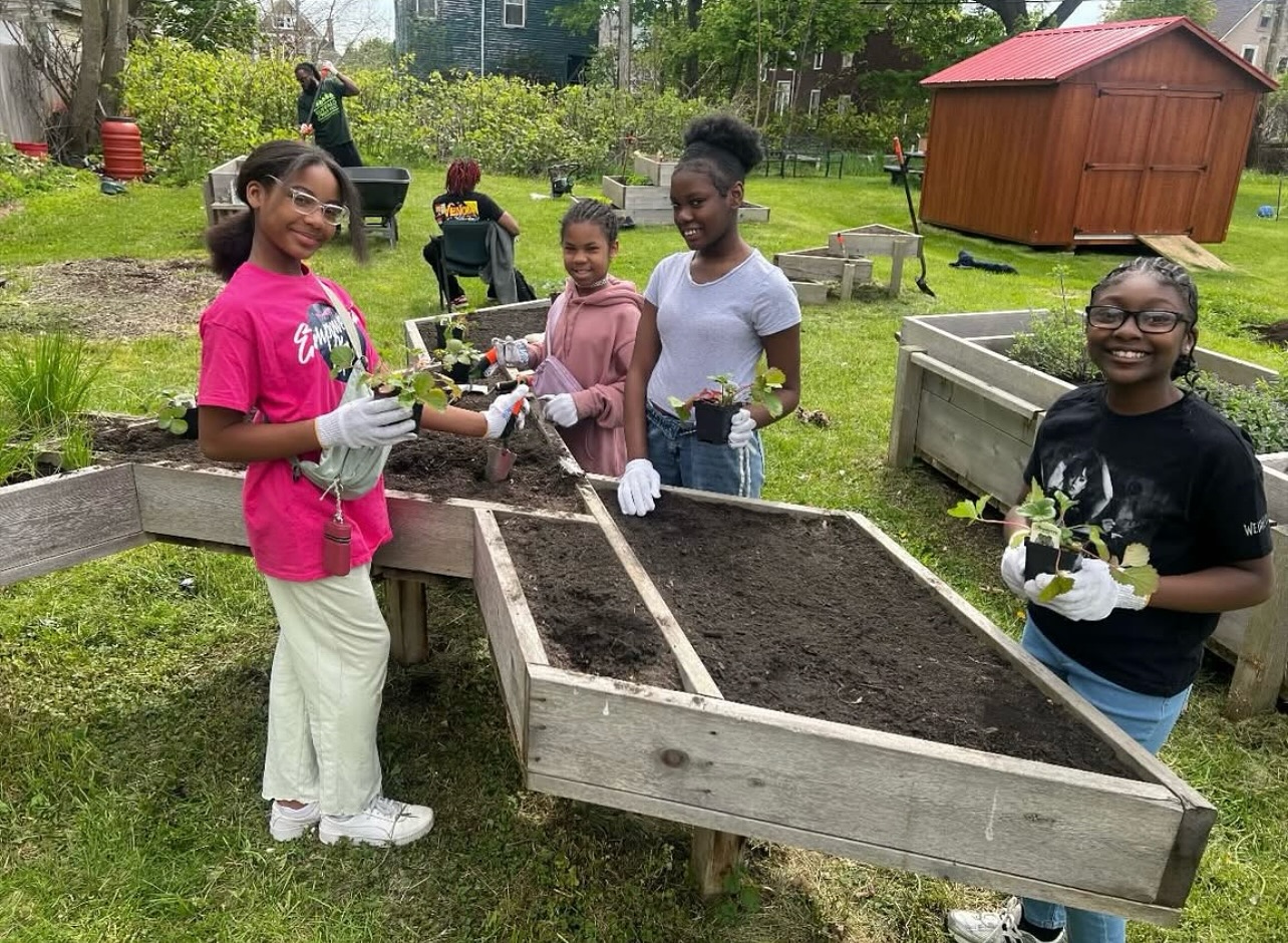Thank you to @homebeneathourfeet for allowing some of our empowered girls learn about gardening, healthy food, economics through connecting with the earth. They had a blast