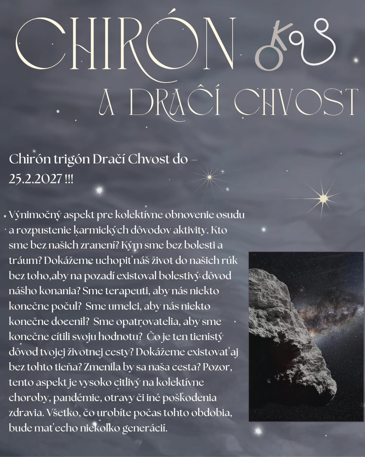 Chirón v Baranovi s Dračím Chvostom v Panne •
V ktorých domoch máte tento prebiehajúci aspekt? Tu sa to aktivuje ✨✨✨✨✨✨✨✨✨
#baran #panna #chiron #southNode #draciChvost
www.altairastrology.com •
@altair_theta
@piliere.svetla