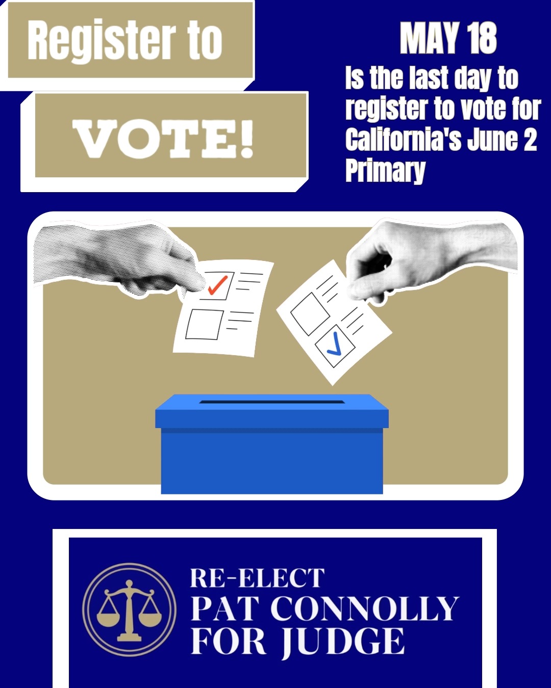 📋 Heads up: May 18 is the deadline to register online for the June 2 Primary.
Missed it? You still have options. California offers Same-Day Registration — register in person at any vote center or your county elections office through Election Day, June 2.
But the easiest path is today. 👉 registertovote.ca.gov
#June2Primary #SameDayRegistration #CAvotes #VoterRegistration #CaliforniaPrimary