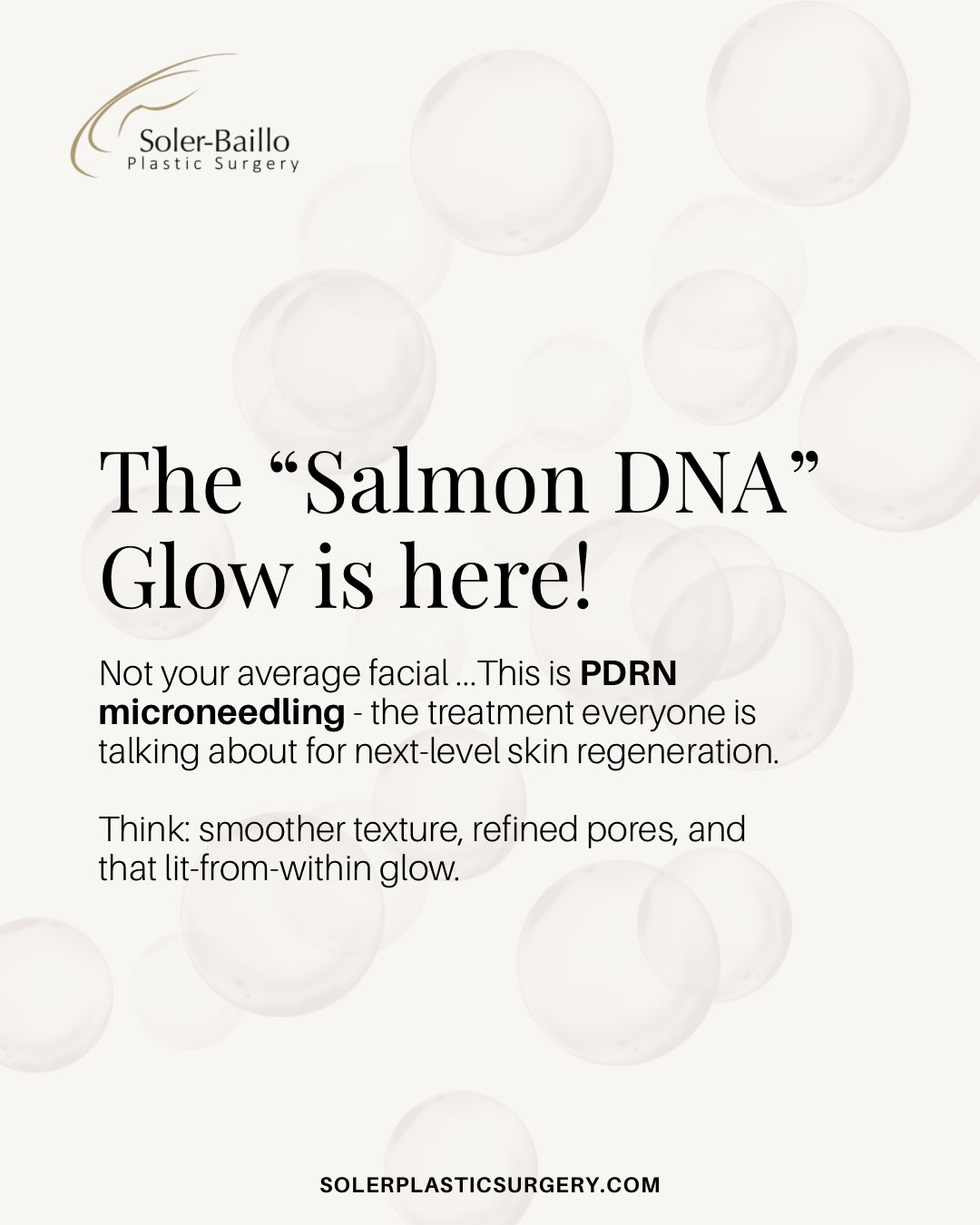 Our Salmon DNA Facial promo has been extended through June 30th! 🐠
Only 2 spots left to book for the special pricing. 💖
Help your skin look healthy, hydrated, and glowy this summer!
📍Soler-Baillo Plastic Surgery
Book now before the last appointments are gone.