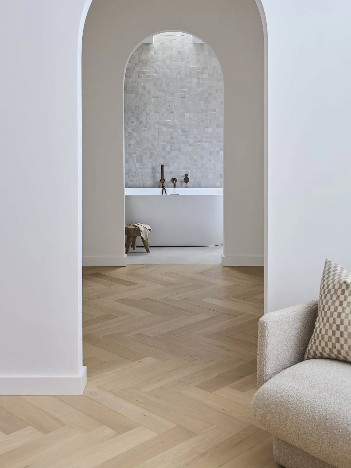 The soft curves, natural textures and warm oak tones come together perfectly - creating a timeless coastal feel throughout the home.
From the feature stone fireplace to the light-filled open spaces, Tinge Oak adds warmth, movement and understated luxury to every angle.
Timeless and Refined
▫️ Flooring: Tinge Oak
▫️ Collection: 15mm Herringbone Flooring
▫️ Supply + Installed: Imperial Flooring Australia®️
▫️ Project: White Waves
▫️ Design: @nadinekdesign
▫️ Builder: @countrytocoastprojects
▫️ Client: @whitewavves
📍 Bulli Beach
See the Imperial difference -
Order flooring samples online with Australia-wide delivery.
www.imperialflooringaustralia.com.au
See it. Feel it. Choose it.