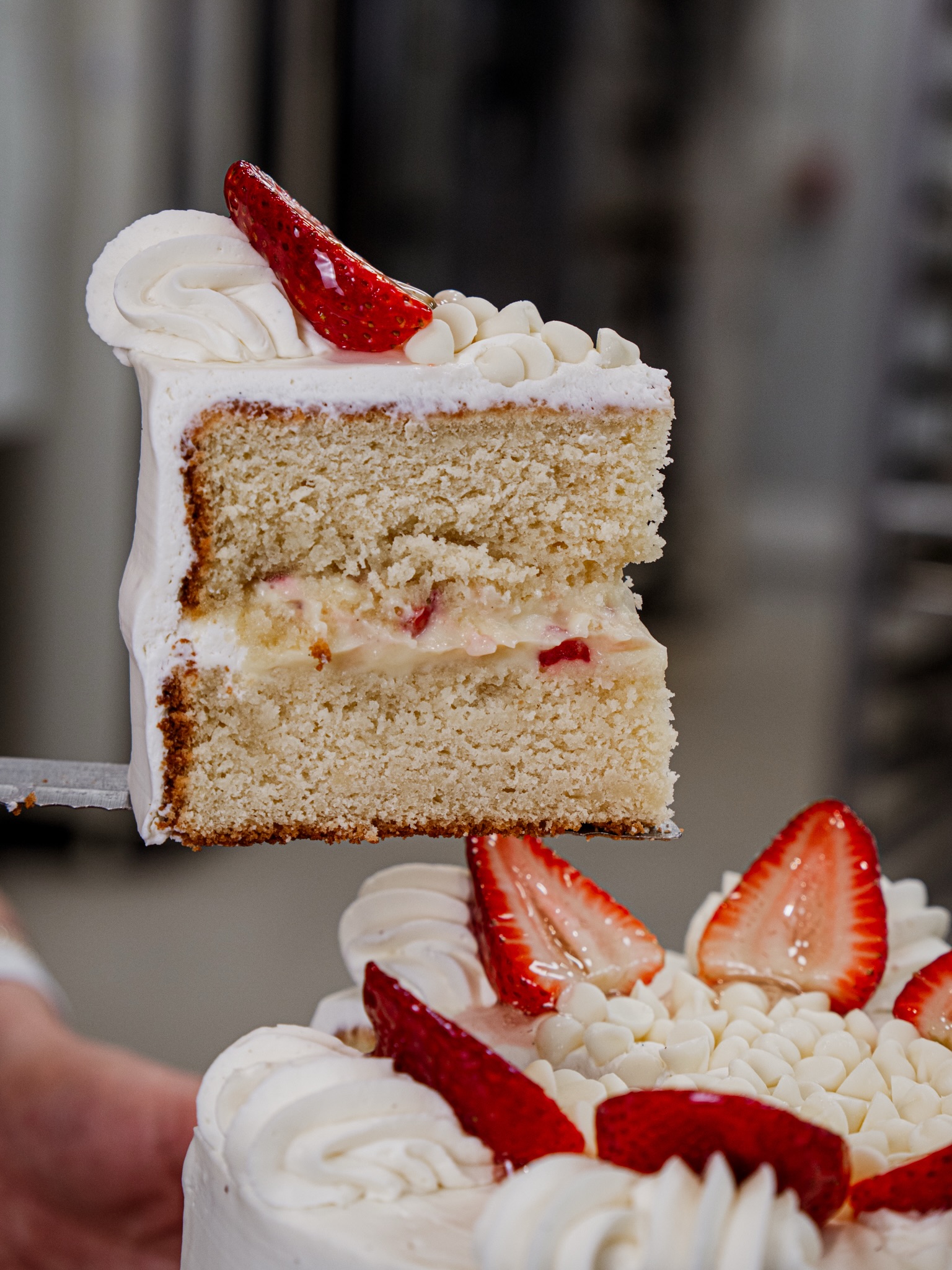 Already a costumer favorite 🎂🍰 Our Strawberry & Vanilla cake is delicious and here until the end of the month!