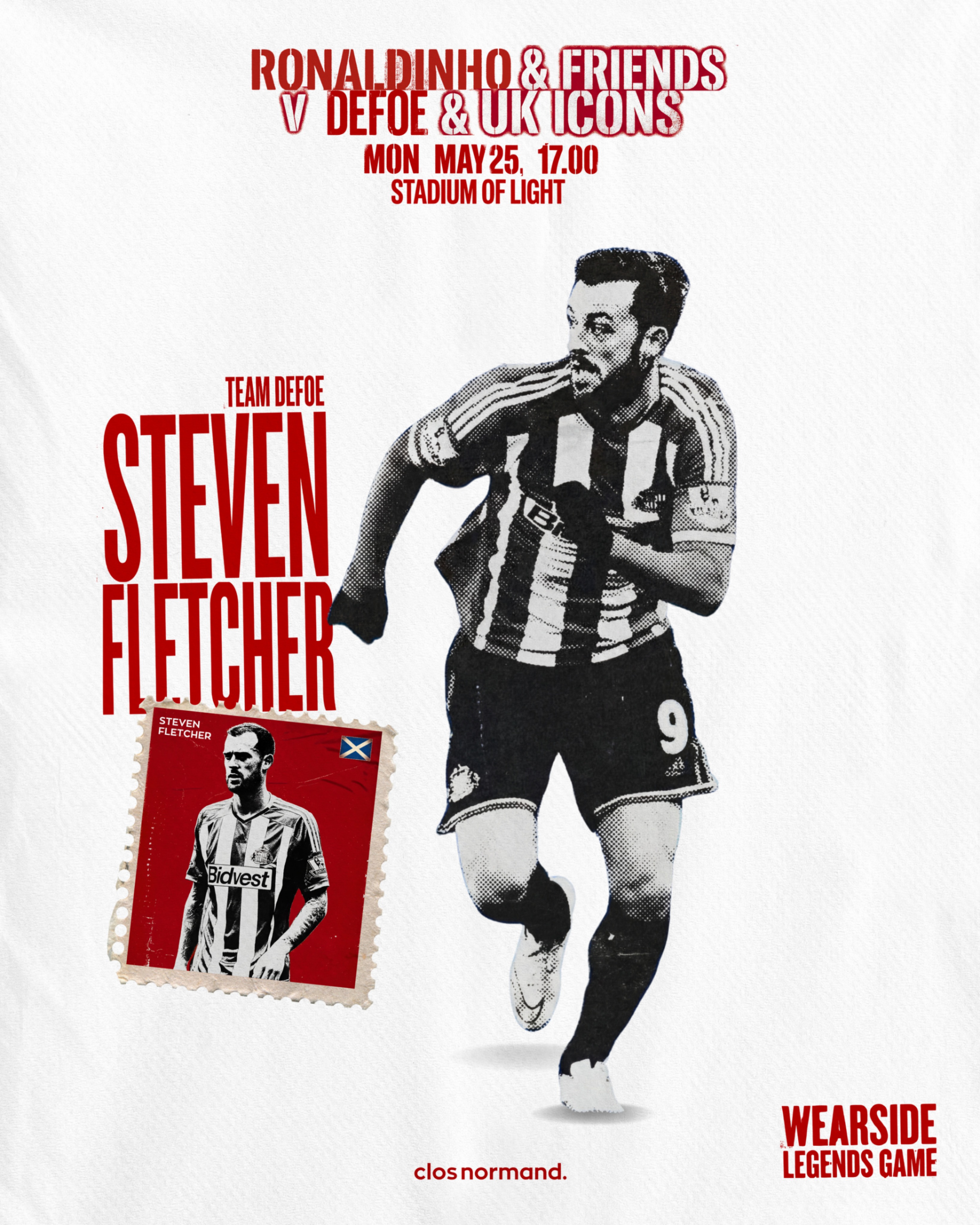 Another one for Team Defoe and the city of Sunderland. @stevenfletcher9official strengthens the attack for the UK Icons 🔴⚪️.
📅 Mon, 25.05.2026 - 5 PM
🏟️ Stadium of Light, Sunderland
🎟️ Secure your tickets via the link in our bio or on the official Sunderland website.
#defoe
#wearside
#ronaldinho
#sunderland
#legendsgame