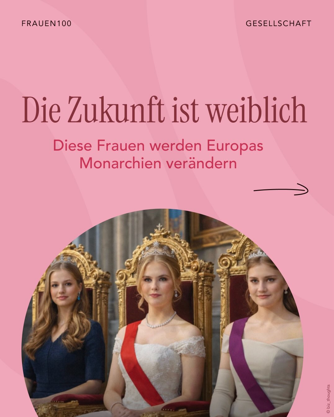 Gleich fünf europäische Monarchien werden in den nächsten Jahrzehnten von Frauen geführt. Das hat es so noch nicht gegeben.
Natürlich: Politische Macht liegt woanders. Monarchinnen beschließen keine Gesetze, gewinnen keine Wahlen. Aber sie werden gesehen – von Millionen Menschen, über Grenzen und Generationen hinweg. Und genau darin liegt ihre eigentliche Stärke: Sichtbarkeit. Haltung. Die Möglichkeit, zu zeigen, was Führung heute bedeuten kann.
#frauen100 #femaleempowerment #rolemodels #monarchie