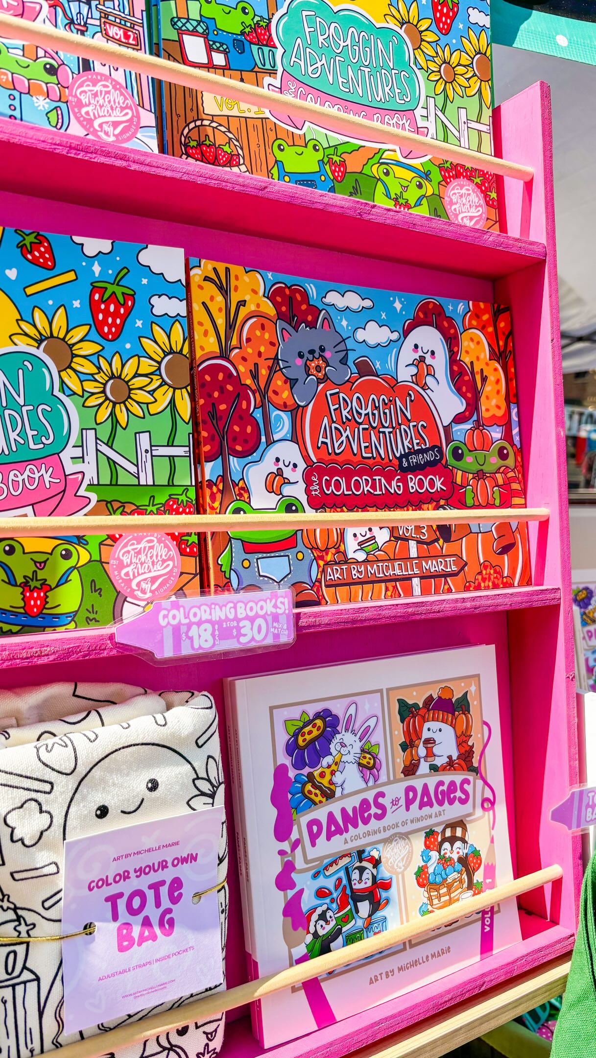 Setting up my book fair booth for the coloring book girlies 💕📚
•
Who loved going to the book fair in elementary school?! 🙋🏼♀️
•
•
#bookfair #coloringbooks #cutecoloring #whimsy #goldcoastbookfair