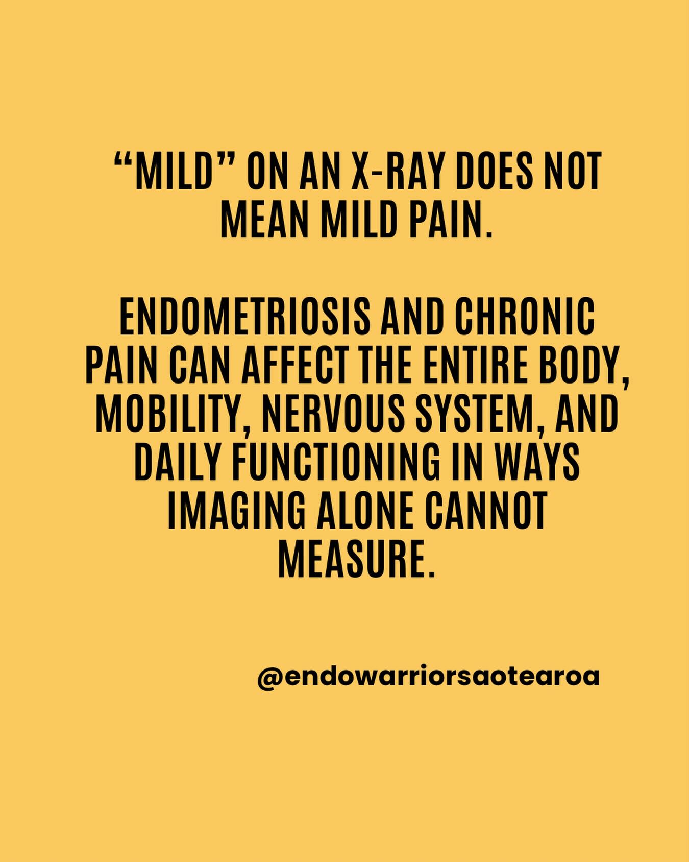 People often hear words like âmild degenerationâ or âmild arthrosisâ on imaging reports and assume the pain must also be mild. But that is not how chronic pain or endometriosis works.
Recently my spinal and pelvic imaging showed:âšâą Degenerative spinal changesâšâą SI joint arthrosisâšâą Facet arthrosisâšâą Pubic symphysis arthrosisâšâą Ongoing postural changes
Yet the reality behind those âmildâ findings is:âšâą Struggling to walk for more than 20 minutesâšâą Taking stairs one at a timeâšâą Difficulty standing, dressing, and some days managing basic daily tasksâšâą Ongoing pelvic pain, spinal pain, headaches, stiffness, and sharp pain flaresâšâą Increased reliance on mobility aidsâšâą Limiting leaving the house because of pain and fatigue
Endometriosis does not just affect reproductive organs. It can affect the pelvic floor, muscles, posture, walking patterns, nervous system, and overall mobility.
Long term pain changes the way the body protects itself. Over time this can lead to widespread musculoskeletal pain and functional decline, even when imaging findings are described as âmildâ.
Pain is not measured by an X-ray alone.
These findings also add another layer to the reality of chronic illness management. More appointments. More specialists. More rehabilitation. More treatments to try and improve function, stability, pain levels, and quality of life.
This is why we need more understanding of the full body impact of endometriosis and persistent pain conditions.
#Endometriosis #ChronicPain #PersistentPain #InvisibleIllness #EndoWarriorsAotearoa