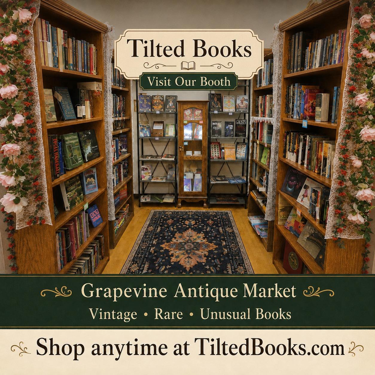 Looking for something beyond the usual bookstore shelf?
Visit Tilted Books at Grapevine Antique Market for vintage books, rare finds, sci-fi, fantasy, history, and the beautifully unexpected.
Shop anytime at TiltedBooks.com.
#VintageBooks #RareBooks #GrapevineTX
