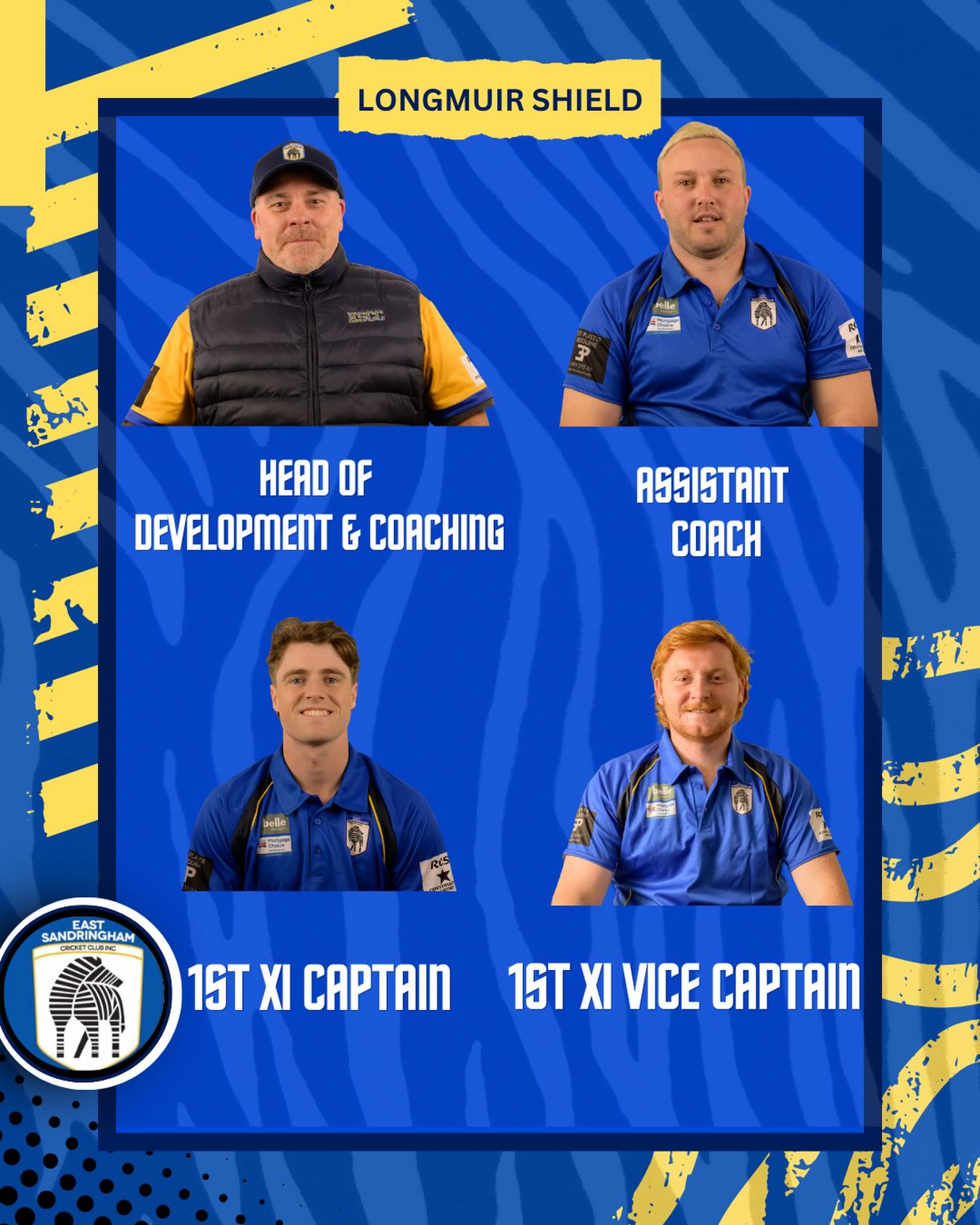 ESCC Leadership Announcement 🦓
ESCC is proud to announce a new-look on field leadership structure for the 2026/27 season.
Following a successful first season behind the stumps, Jack Simpson has officially joined the coaching group as Assistant Coach.
Shane will work closely with the ESCC Development Squad both at training and on match day - Supporting Matt, Jordan and Jack on Match Day and at Training - Supporting the Womens program where necessary - Coaching the Junior Coaches.
Jack will continue supporting Matt and Jordan on Match days - Overseeing Fielding drills at training, working closely with more junior keepers - Assisting Shane with our development squad.
Matt and Jordan will continue their roles with the 1st XI Match day and on-field leadership - Defining and leading training standards and expectations - Embedding a strong culture among the senior playing group.