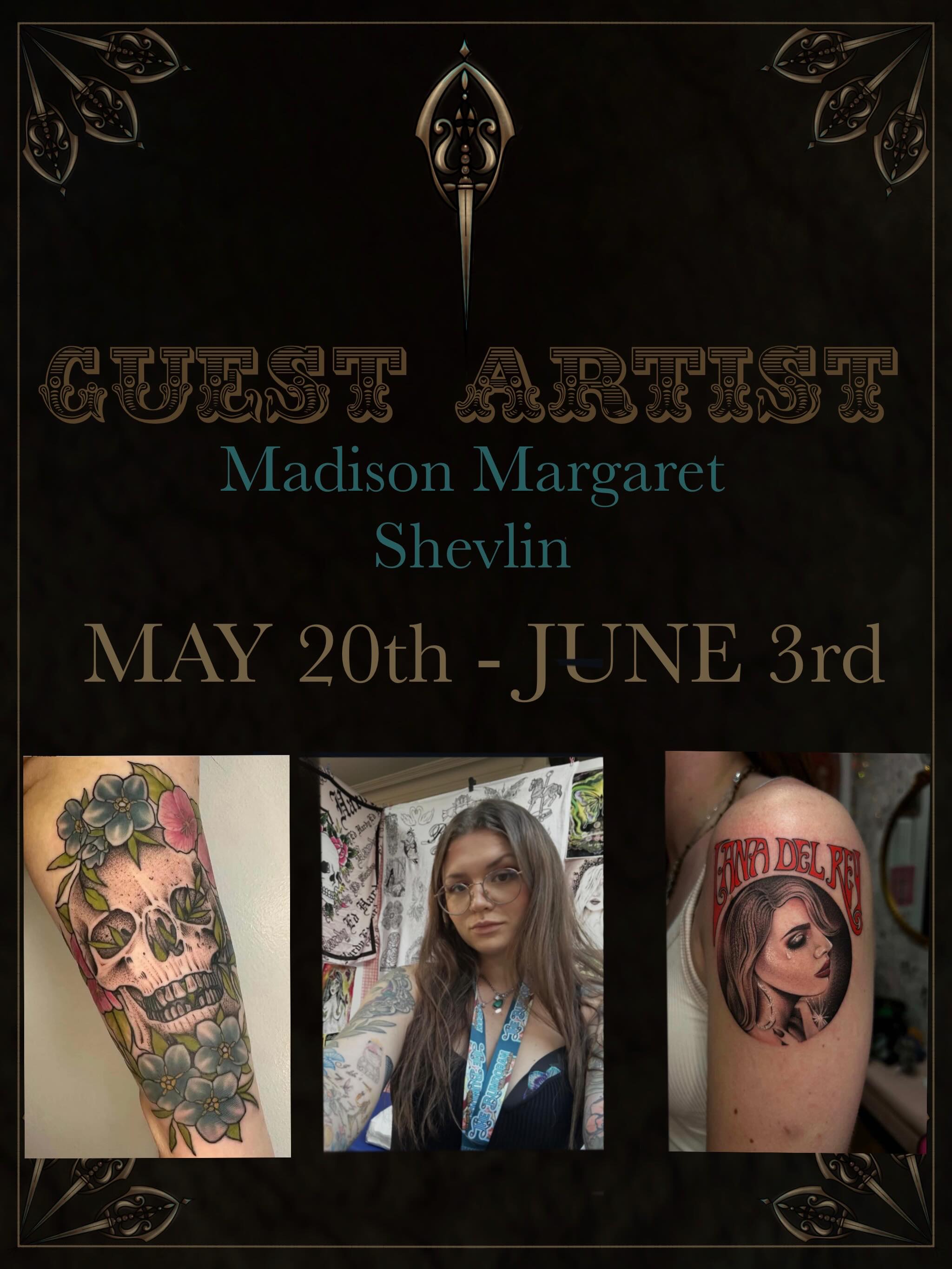 Meet Madison Margaret — American tattoo artist, shop owner, & psychology student 🇺🇸
Licensed in NYC & New Jersey, Madison owns Resilient Visions (@resilient_visions) and has been tattooing for 8 years.
She loves working with color and specializes in butterflies, florals, neo-traditional pieces, mandalas, lady portraits & glitter-inspired designs ✨
Madison is guesting with us for the next few weeks — to book dm directly