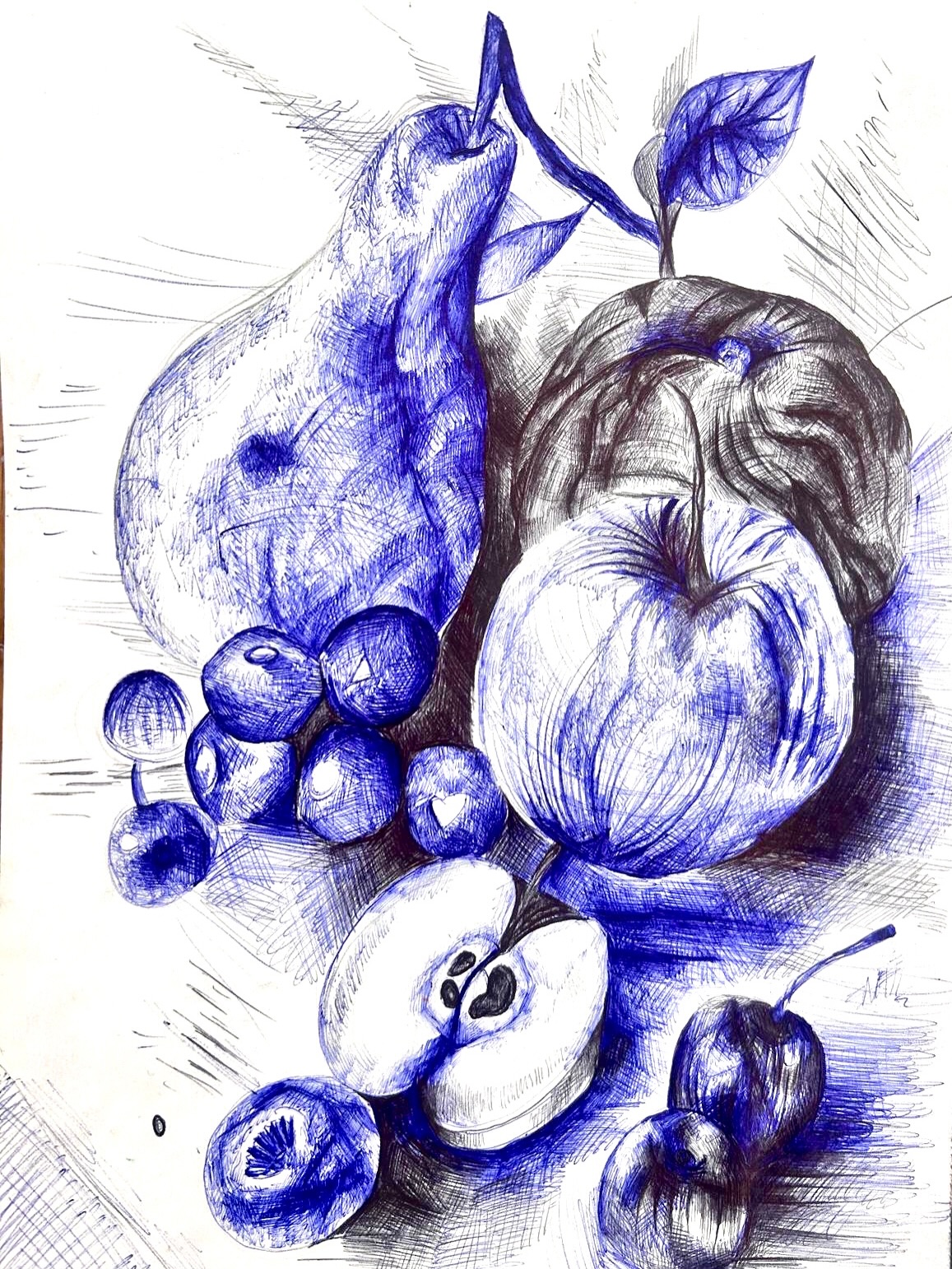 Blue Biro Still Life ✍️🍎
Blue biro and black still life of fruit study, focusing on developing observational drawing skills and mark-making techniques 🎨.
Our Juniors class worked on directional line to build structure and form, alongside crosshatching to explore tonal variation and depth. Students experimented with applying different levels of pressure to create a range of light and dark tones, helping to add realism and dimension to their work 🖊️
Some really impressive outcomes are emerging as confidence grows across the group 🌟. A number of students were using biro for the first time, and it was great to see them embracing the challenge, experimenting with the medium, and discovering how expressive it can be 💡👏.
.
.
.
.
#londonart #artschool #cheshuntmums #cuffleymums #enfield