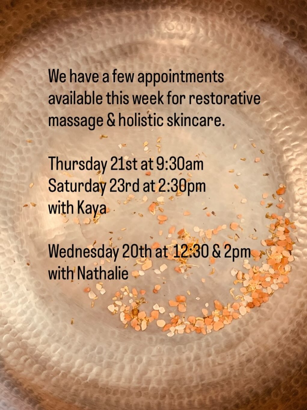 We have a few spaces available this week with Kaya & Nathalie.