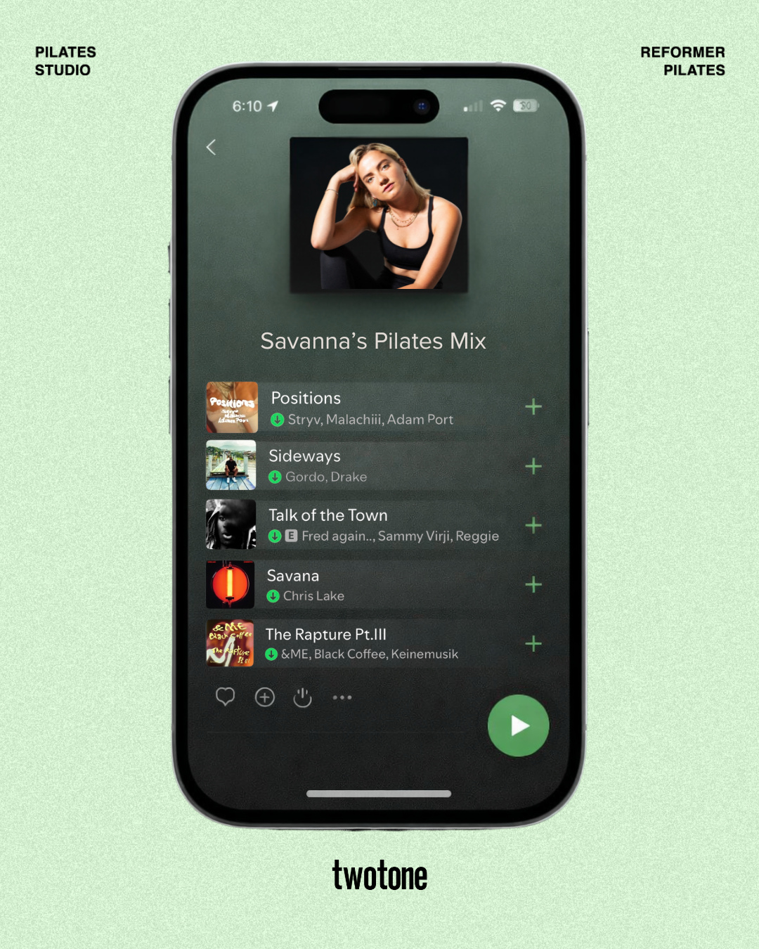 Heard it in class and loved it? This is Savanna’s Pilates Mix, press play and move with us.😁😍