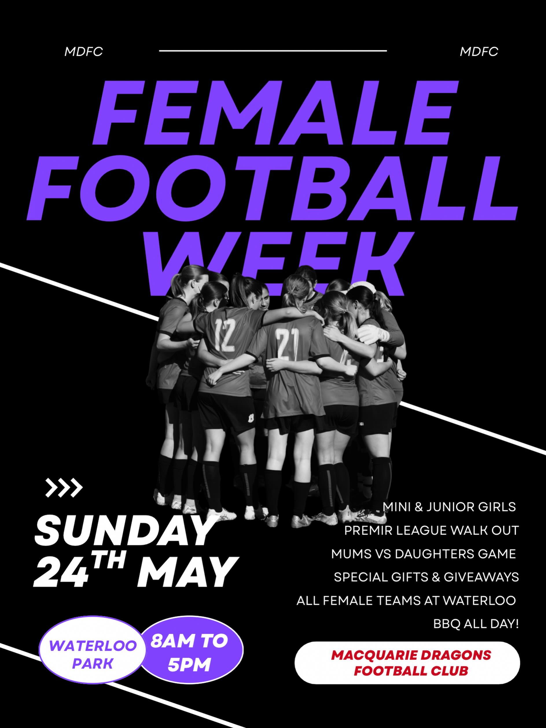 💜 Join us to celebrate the incredible women and girls of MDFC 💜
Sunday 24th May at Waterloo Park from 8am–5pm as all MDFC female teams take the field for a full day of football 🐉
From our youngest minis to our Premier League women, the day is about recognising the growth of the women’s game and the amazing players, mums, coaches, volunteers and supporters who make it possible 💜
✨ Premier League walk out with our mini & junior girls
🔥 BBQ running all day
⚽️ Mums & daughters mini match
🎁 Special appreciation gift
Family, friends and spectators are all welcome!!! Come celebrate women’s football with us! 🐉