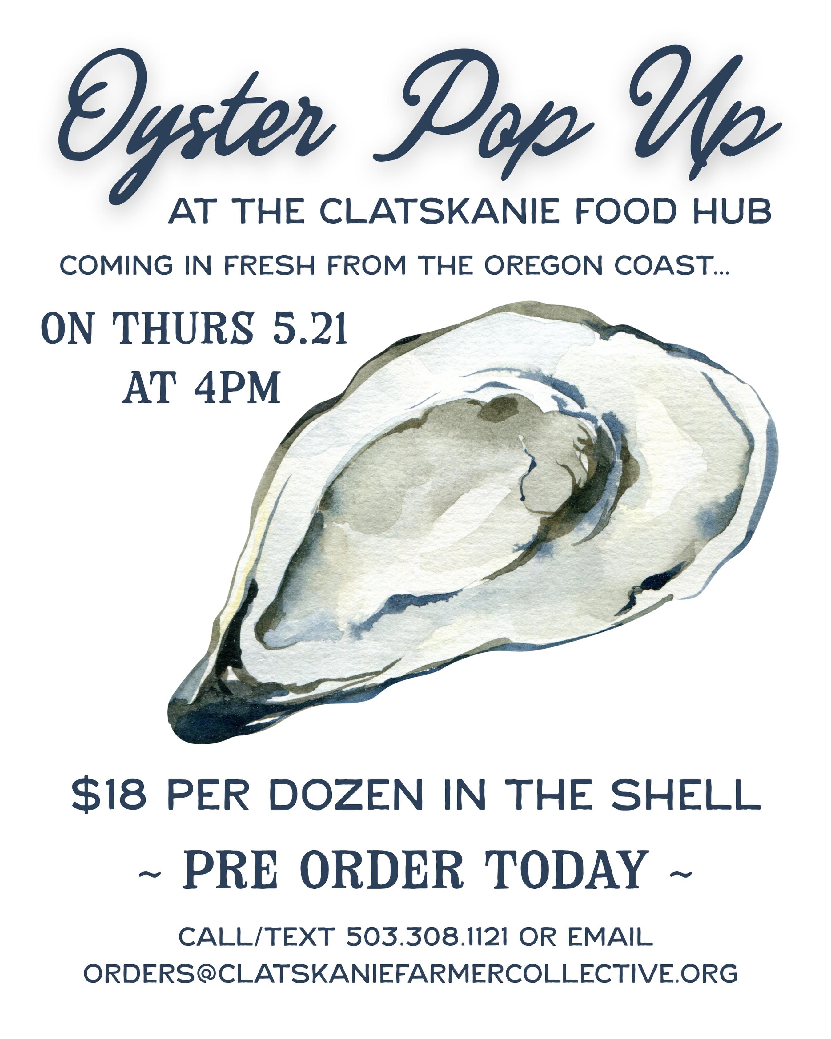 Fresh oysters coming into the Food Hub from @alavaoceanco !
They’ll be available for pre-order, and we’ll also have some in the case for retail, first come first serve.oh and they’ll be in the brunch menu this Saturday!
Arriving Thursday, May 21st at 4pm, straight in from the Oregon Coast. If you’ve pre-ordered, you can pick up anytime after that during store hours.
Call or text 503-308-1121 or email orders@clatskaniefarmercollective.org if you want to set some aside.
$18 per dozen