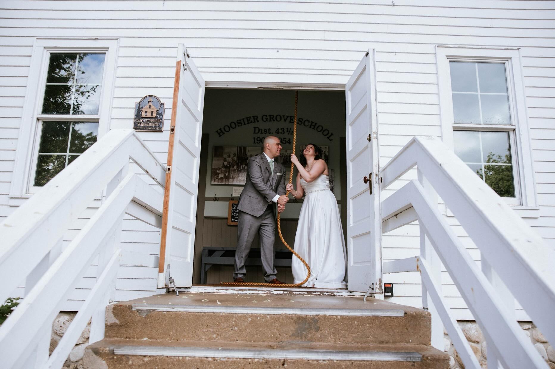 School’s almost out, but this love story has its forever assignment! 💍🔔📚 05.26.24 📸 cred: Jamie Gomez Photography #hoosiergrovebarn #weddingvenue #schoolhouse