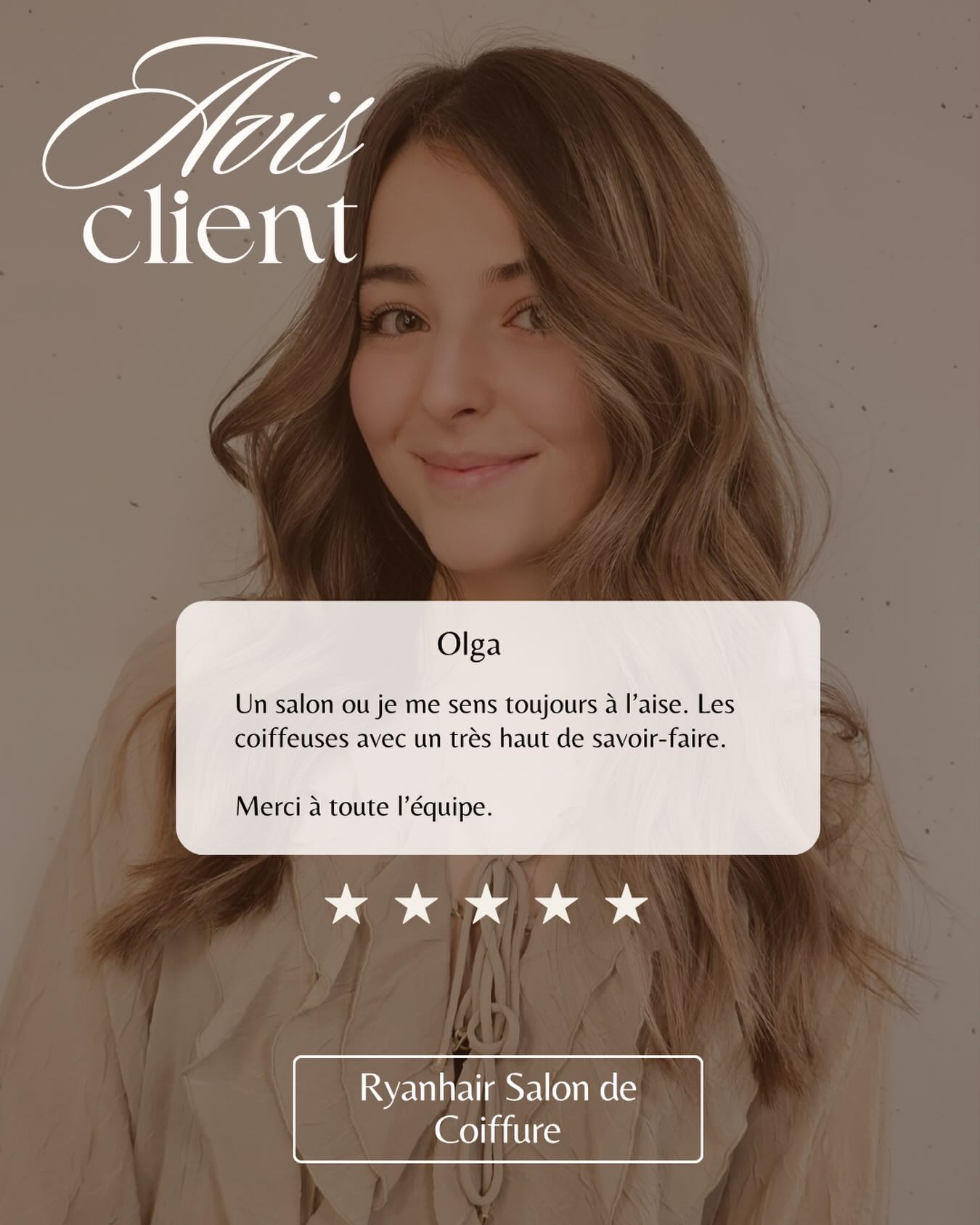 Un grand merci à toutes nos clientes pour leurs gentils messages ✨
Votre avis compte beaucoup pour nous ! Si vous êtes satisfaite de votre passage au salon, laissez-nous un petit mot, ça nous fait toujours très plaisir⭐️⭐️⭐️⭐️⭐️
#luxembourg #salondecoiffure