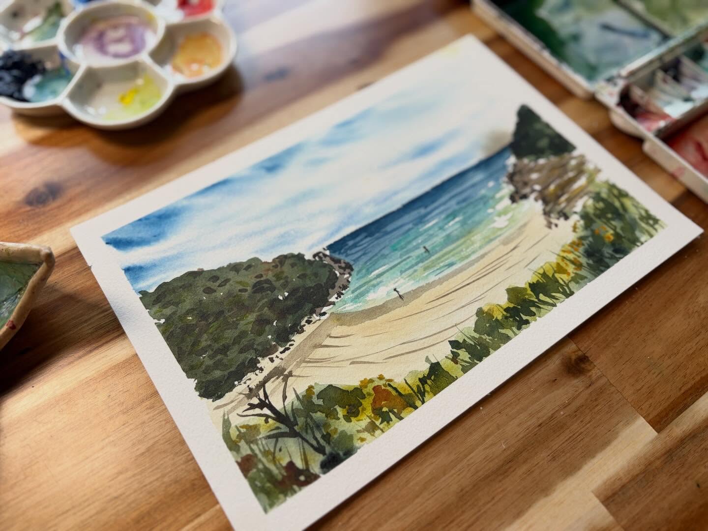 Painting a memory. A holiday. A place that meant something.
The work continues for my upcoming landscape course - Where water meets land. And this beach scene is one of 8 landscape paintings in the course.
Want first dips when it opens? Sign up on my wait list now.
Link in bio 👆
Scene taken from Cape Otway, one of the stunning beaches we visited while camping down there.