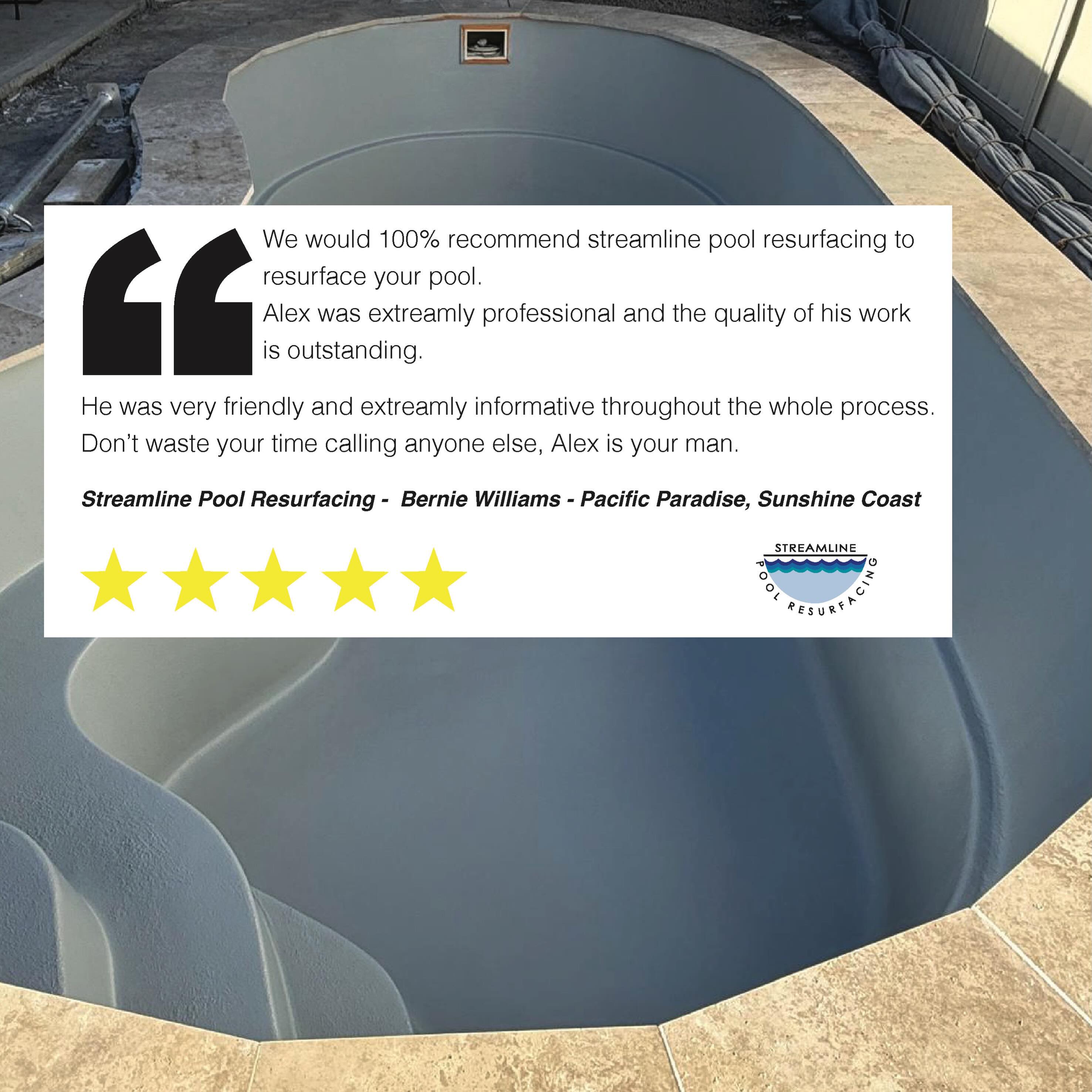 Wonderful feedback from a job we completed in Pacific Paradise on the Sunshine Coast
.
.
.
#streamlinepoolresurfacing #swimmingpool #resurface #investment
#customerreview feedback review fivestar summerready
