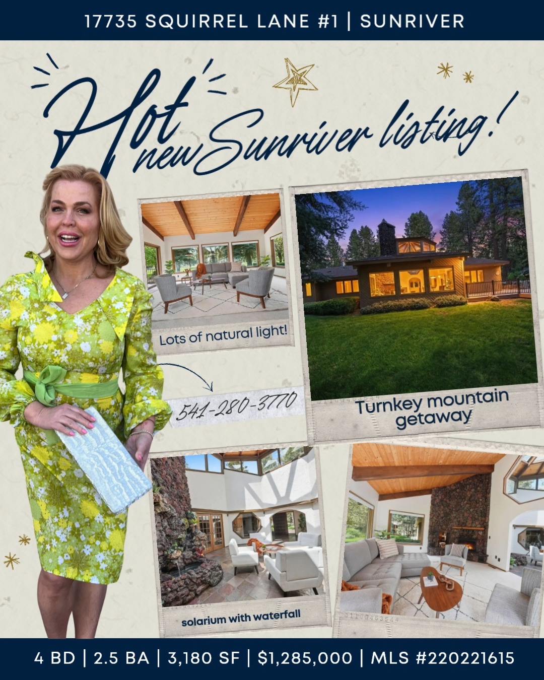 Successful Sunriver vacation rental with strong income history and the kind of indoor-outdoor living buyers actually want. Recent updates include fresh interior paint and a spacious new deck designed for gathering after long bike rides, golf rounds, or powder days at Bachelor. Vaulted ceilings and an open floor plan create an easy, comfortable flow, while the solarium with its waterfall feature adds a distinctly Sunriver experience, equal parts relaxing retreat and a great conversation piece. Proven financial performance, strong guest appeal, and close access to Sunriver amenities, trails, golf, and recreation make this a compelling opportunity for investors, second-home buyers, or anyone looking for a turnkey mountain getaway.
#SunriverGetaway #SunriverRentalPotential #SunriverHomes #HomewithWaterfall