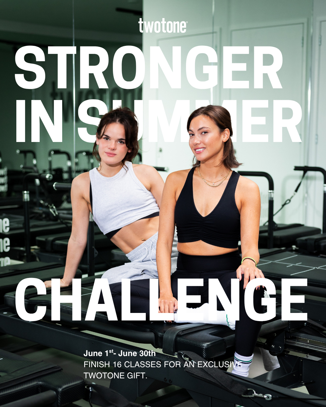 STRONGER IN SUMMER CHALLENGE
🔥 4 Weeks, 16 Classes, 1 Goal 🔥
Start: June 1st – End: June 30th
We’ve designed this challenge to help you show up consistently and start spring strong and confident.
✔️ 4 weeks, 16 classes, 1 goal
✔️ You can join as an unlimited June member for €150 per month
✔️ Write your name on the mirror in the studio
✔️ Starting June 1st — track your classes!
✔️ All finishers will receive an exclusive twotone gift
Book your classes and join the challenge. Link in our bio!