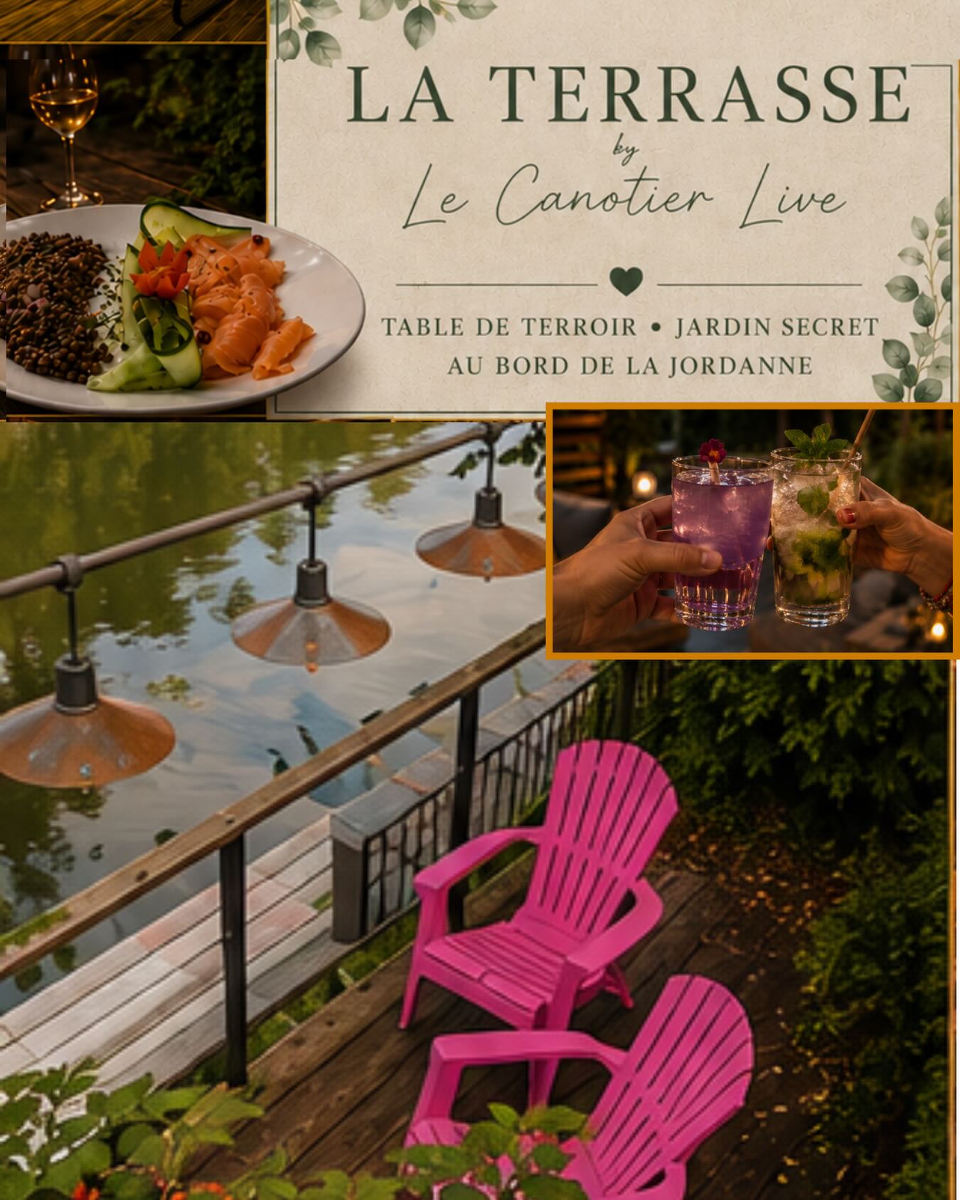 Du brut, du frais, du local. 🌾🥂
Zoom sur nos assiettes de terroir « Les 4 éléments du Cantal » et nos cocktails signatures. On s’associe aux producteurs de chez nous pour vous proposer le goût du vrai, face à la rivière.
📅 Ouverture de saison ce jeudi 21 mai à 18h30. Les places sont limitées, pensez à réserver (Lien en bio).