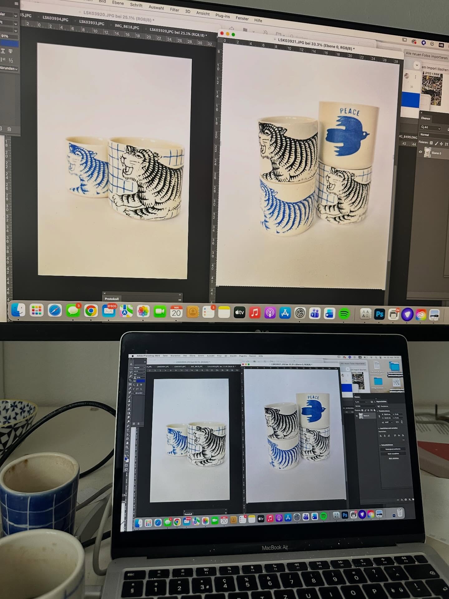 Was ihr seht: eine fertige Tasse.
Was ihr nicht seht:
Die ganze Planung, Gipsformen herstellen, Fotos machen & retuschieren, Fehlversuche, Prototypen die reißen oder nicht funktionieren, Glasuren die fleckig werden, Märkte die sich am Ende nicht lohnen, Druckaufträge ( wie zb. 600 Finken) die dazwischen erledigt werden — und ein Haushalt, der dann oft komplett liegen bleibt.
Hinter jedem einzelnen Stück steckt so viel mehr als „nur“ das fertige Produkt.
Zeit, Zweifel, Chaos, Lernen, nochmal neu anfangen — und ganz viel Herz.
Danke, dass ihr kleine Handmade-Businesses unterstützt und den Wert hinter der Arbeit seht.