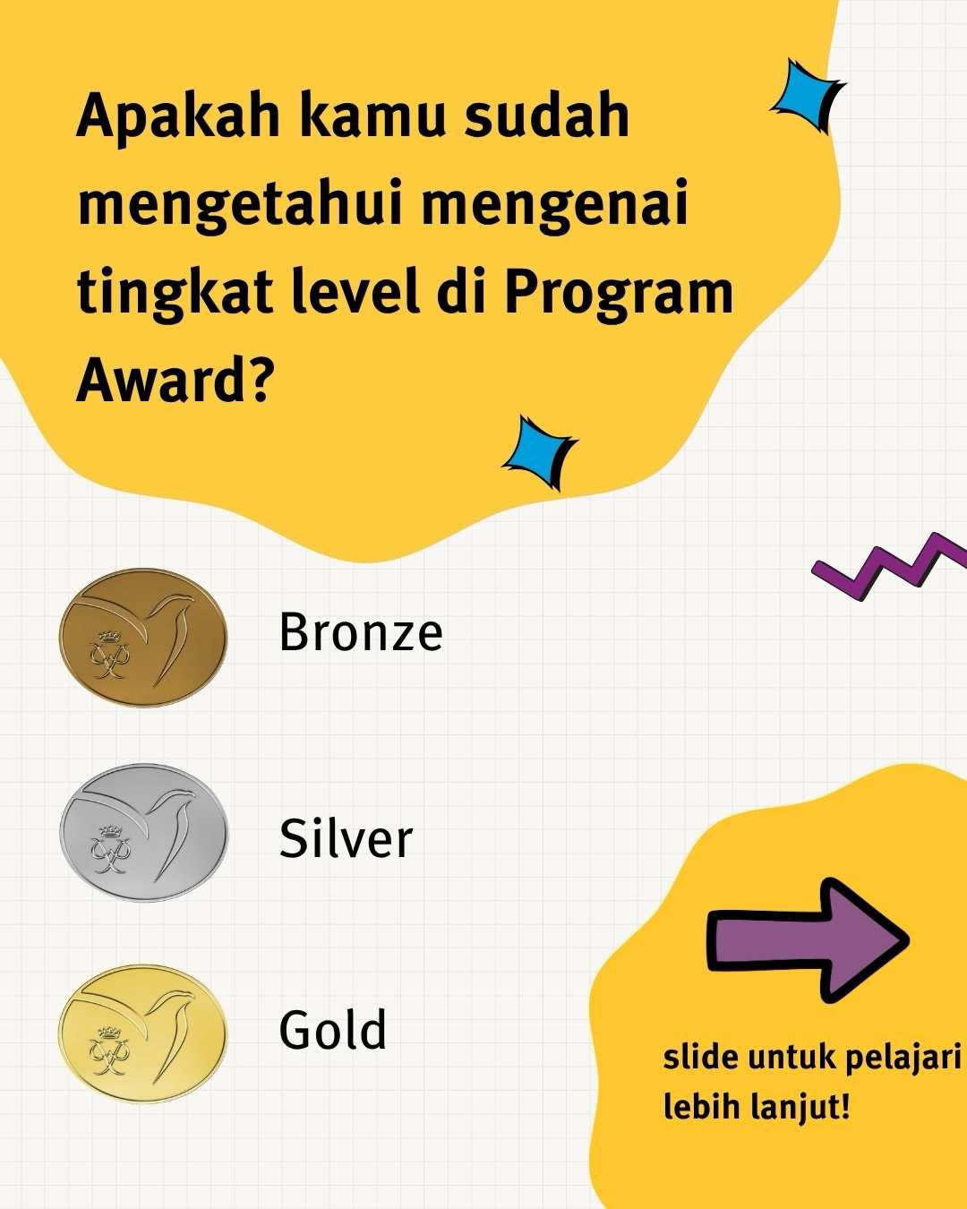 Apa perbedaan dari level Bronze, Silver, dan Gold dalam The Duke of Edinburgh’s International Award?
Yuk, simak postingan kami berikut ini. 📌
#IntawardIndonesia #WorldReady