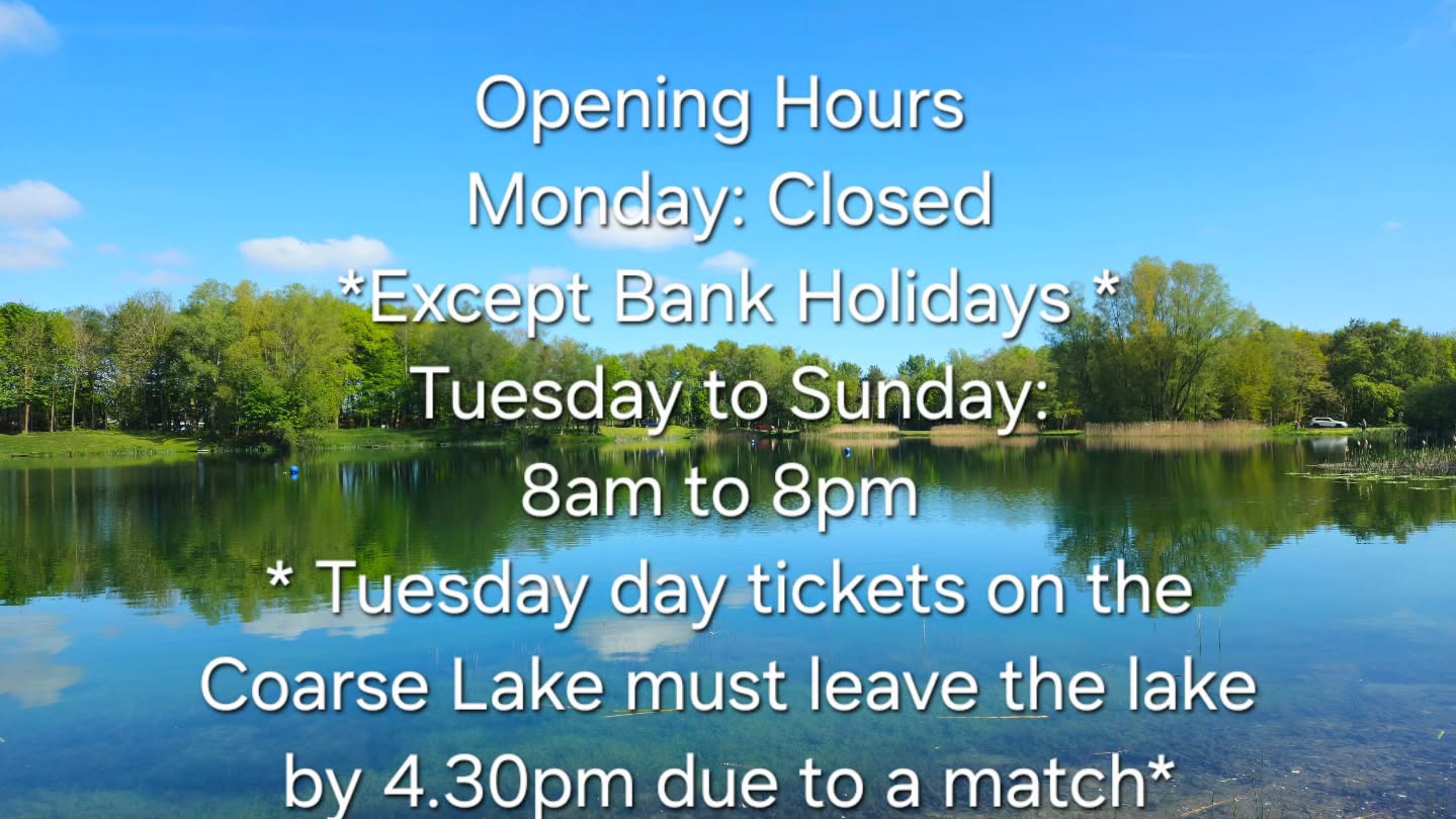 With the lighter nights rolling in, it’s time for our extended opening hours 🌅🎣
Please take a moment to check our opening times before visiting the fishery.
Thank you for your continued support — we look forward to seeing you on the bank!
#openingtimes #lighternights #summerhours #fishingnorthyorkshire