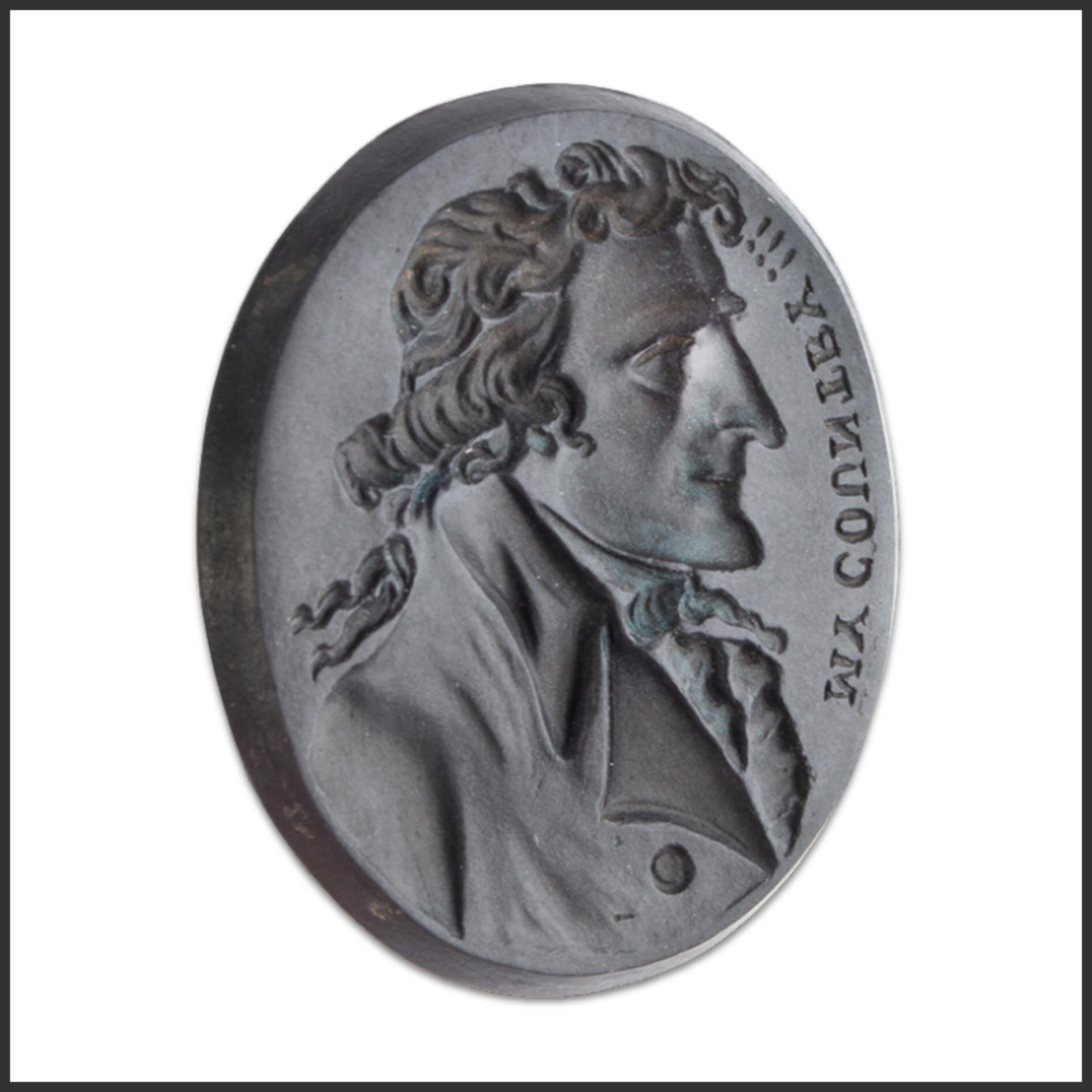 The preview continues this week with another object from Independence Unfolded: America at 250.
A Wedgwood black basalt intaglio seal depicting a right-facing profile of Thomas Paine with the inscription “MY COUNTRY !!!” above. Produced in England circa 1790, the reverse bears the impressed mark “WEDGWOOD,” identifying manufacture by the celebrated English pottery.
Thomas Paine emerged as one of the defining political voices of the Revolutionary era. His pamphlet Common Sense, published in Philadelphia in 1776, powerfully argued for American independence and helped shape public opinion during the critical months preceding the Declaration of Independence. Objects of this type reflect the widespread recognition of Paine as both revolutionary writer and enduring symbol of the political ideas that transformed Britain’s American colonies into an independent nation.
Featured in the forthcoming catalog Independence Unfolded: America at 250, opening June 12.
#Gallery76Americana #ThomasPaine #Wedgwood #Americana #America250