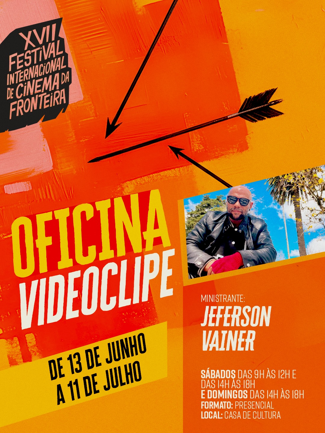 LUZ, CÂMERA E MÚSICA! 🎬🎶
Estão abertas as inscrições para a Oficina de Videoclipe em Bagé! Uma oportunidade única para quem quer mergulhar no universo audiovisual dentro da programação do XVII Festival Internacional de Cinema da Fronteira.
Se você é apaixonado por música, cinema e quer aprender a transformar letras e ritmos em imagens potentes, essa imersão é para você! 🚀
O que você vai aprender?
🎥 Decupagem e linguagem audiovisual.
🧠 Construção semiótica e conceitos visuais.
✂️ Montagem rítmica e pós-produção.
🏛️ Prática externa explorando o patrimônio histórico de Bagé.
A oficina será ministrada por Jeferson Vainer, premiado cineasta e especialista na área, trazendo toda a sua experiência técnica e artística para a nossa fronteira.
🗓 Quando? De 13 de junho a 11 de julho.
📍 Onde? Casa de Cultura Pedro Wayne.
💰 Quanto? TOTALMENTE GRATUITO!
🔗 INSCREVA-SE AGORA: Link na bio ou acesse https://forms.gle/S5R1yVLScjtKEzpPA
Não perca a chance de conectar sua criatividade à identidade da nossa terra. Marque aqui aquele amigo que precisa saber dessa oficina!
O XVII FICF é uma realização da @santatherezabage @prefeituradebage por meio da @bage.secult e @assembleiars. O patrocínio é da @philipmorrisbrasil, com financiamento do Pró-Cultura @sedac_rs , Lei de Incentivo à Cultura, Governo do Estado do Rio Grande do Sul @governors