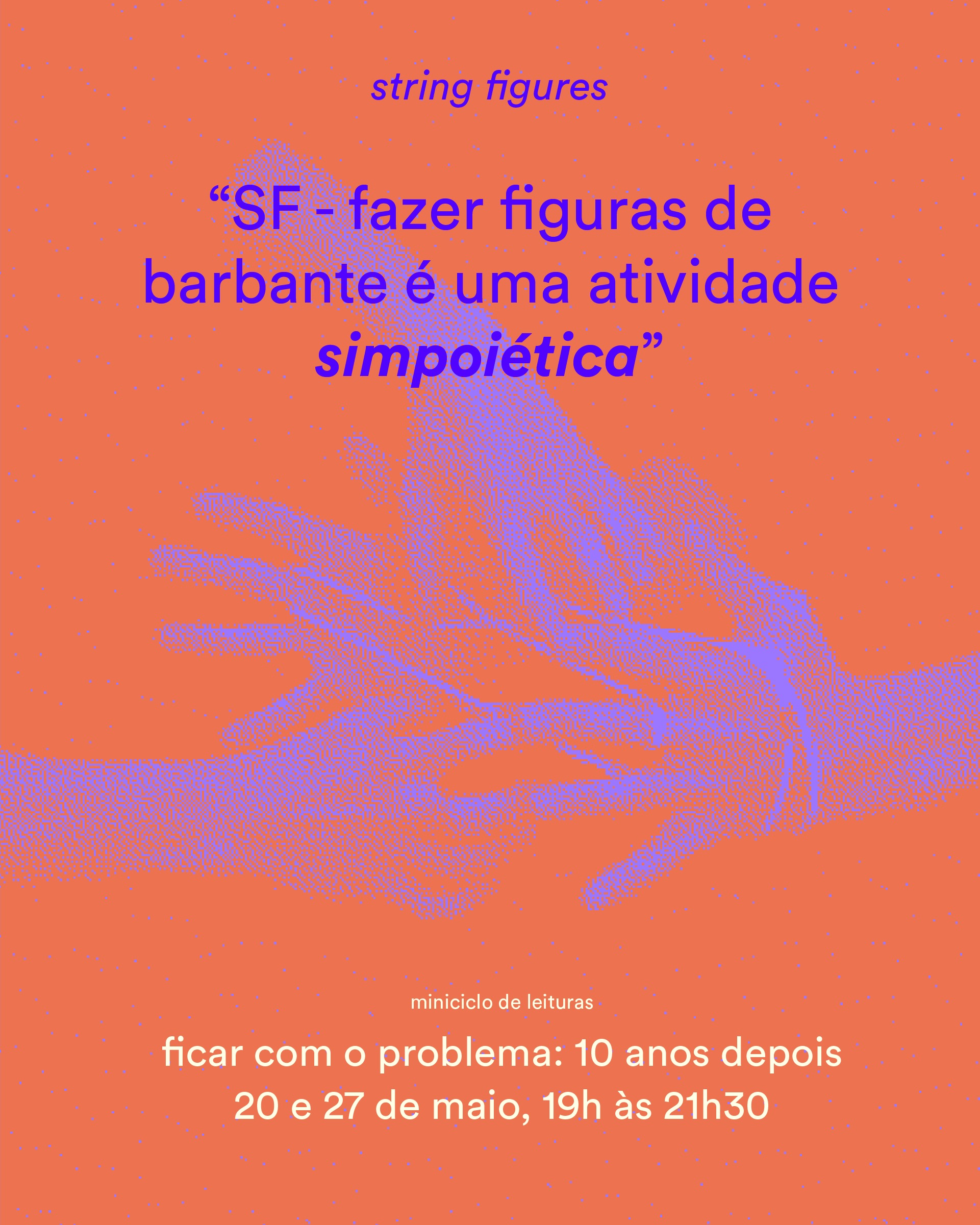Em 2026, comemoramos dez anos do lançamento do livro "Ficar com o problema: fazer parentes no Chthuluceno", de Donna Haraway. Em comemoração, lançamos um pacote especial de aniversário, que reúne um miniciclo de leitura, com dois encontros síncronos, um caderno de estudos especial sobre o livro, no formato pdf, e o acesso a um dos nossos ciclos de leituras anteriores, relacionados à obra de Donna Haraway.
As inscrições podem ser feitas pelo formulário: https://tinyurl.com/10anosharaway (link clicável na bio do perfil).