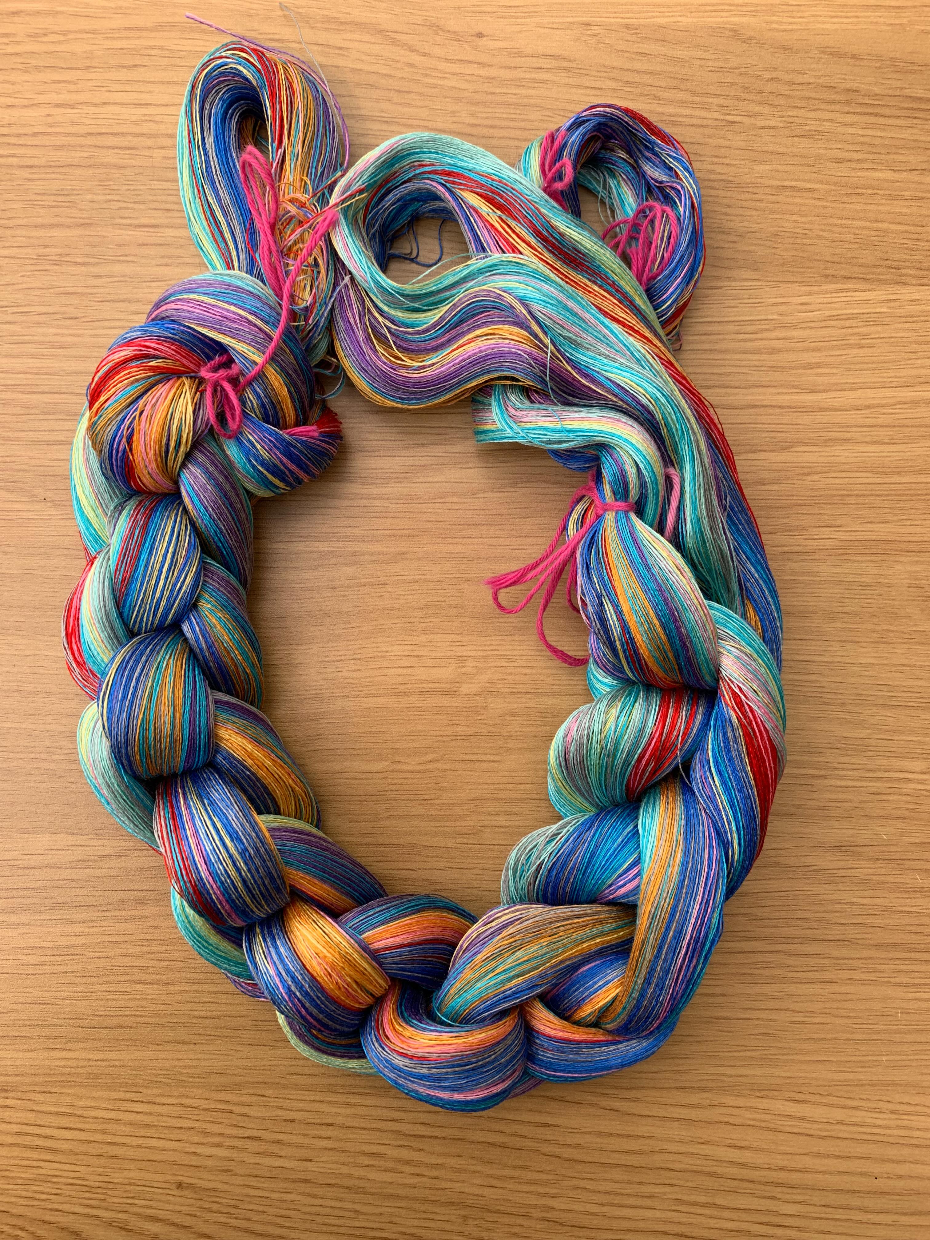 Nine colours of extra fine silk ✨
Over 1,000 warp threads wound and ready for the loom… and I’m about to attempt my very first 2-block double weave scarf.
Equal parts excitement and “what have I got myself into?” 😅
This warp has been months in the imagining — layers of colour shifting through turquoise, cobalt, magenta, gold and violet, all waiting to reveal themselves once woven together.
Double weave means weaving two layers of cloth at once, so there are a lot of threads to keep happy. But that’s part of the magic — and the challenge.
If you’d like to see work like this in progress, come and visit me during @surreyartistsopenstudios this June. I’m Studio 92 on the @south_farnham_artists_trail and I’ll be weaving throughout the event. 🧵✨#slowcraft #handweaving #luxuryaccesories #silkscarves