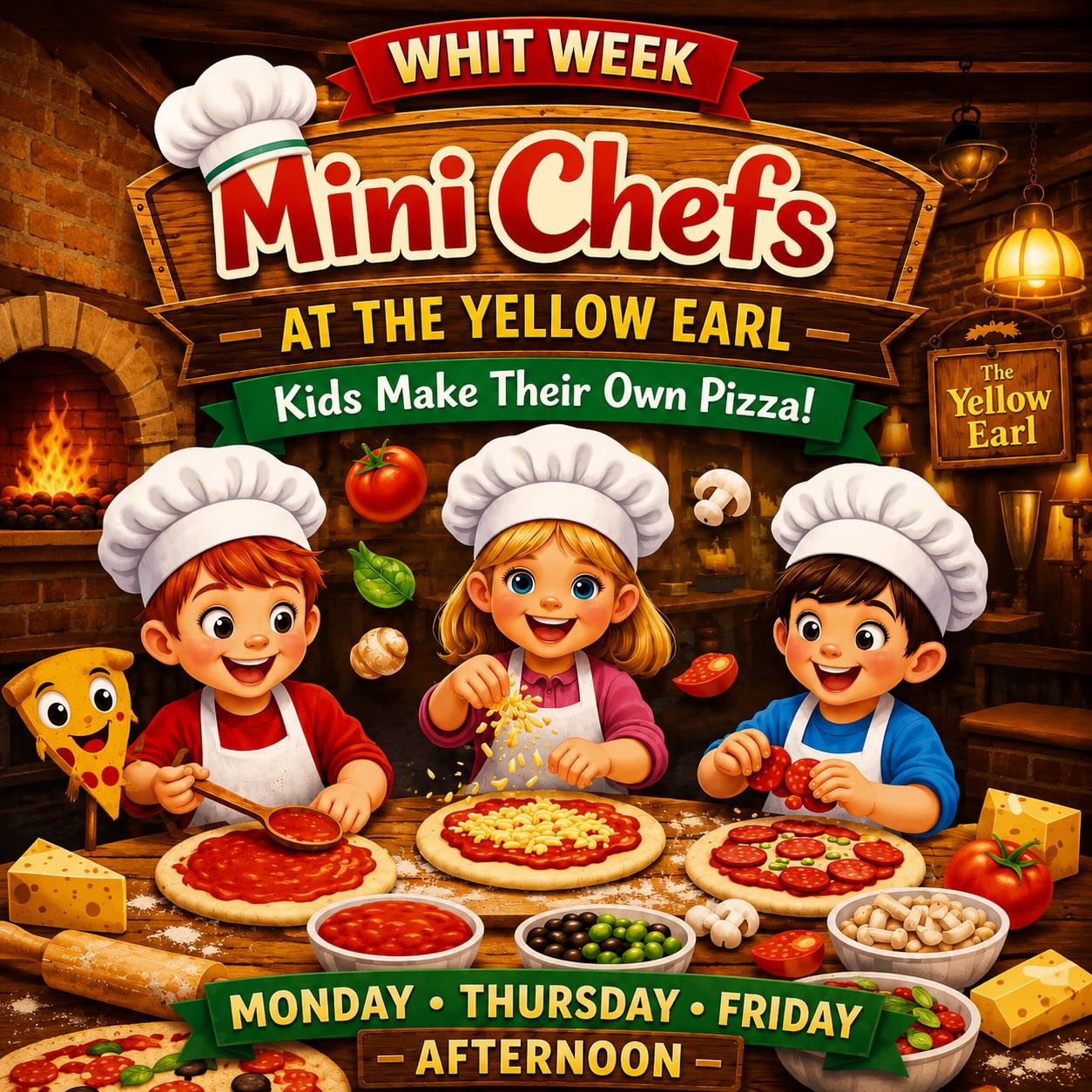 🍕✨ WHIT WEEK MINI CHEFS ✨🍕
HERE’S YOUR KIDS’ CHANCE TO BE REAL CHEFS! 👨🍳👩🍳
Kids get hands-on and create their own pizza, choosing all their favourite toppings 🍅🧀🍄
Our chef then cooks it fresh in our stone-baked pizza oven 🔥
🍟 Served with fries
🥤 Plus a drink
💥 ALL FOR JUST £10.00 💥
📞 01946 691450
📱 WhatsApp: 07510 427358
📩 Or just slide into our DMs
Limited spaces available!